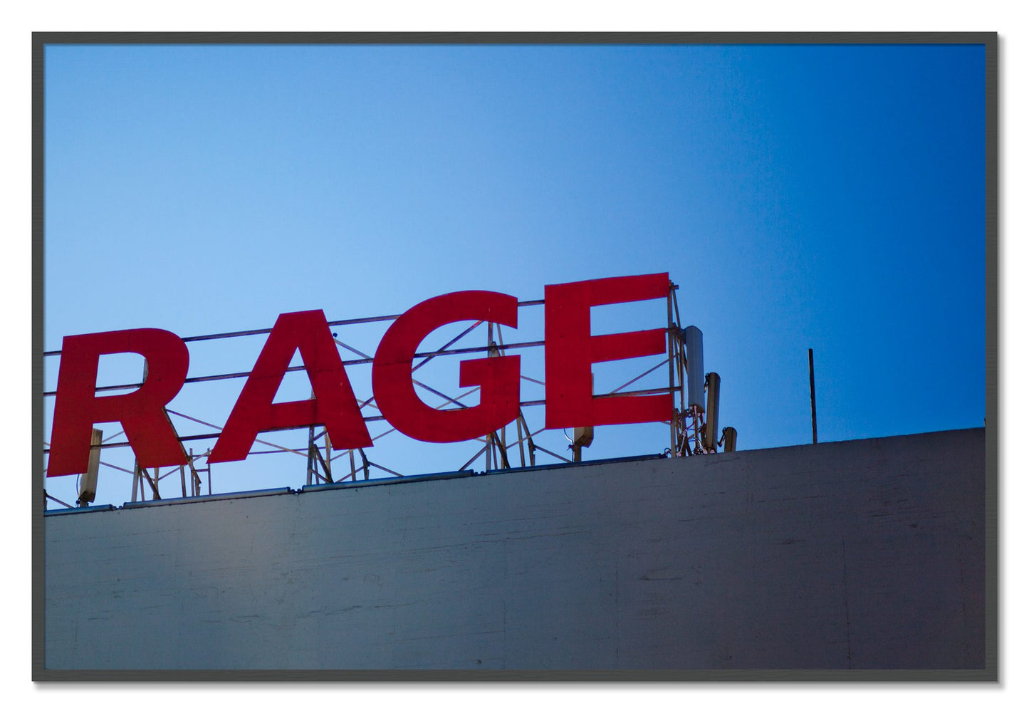 Framed photograph of Rage by Dylan Ozanich, Grey frame, Full Bleed