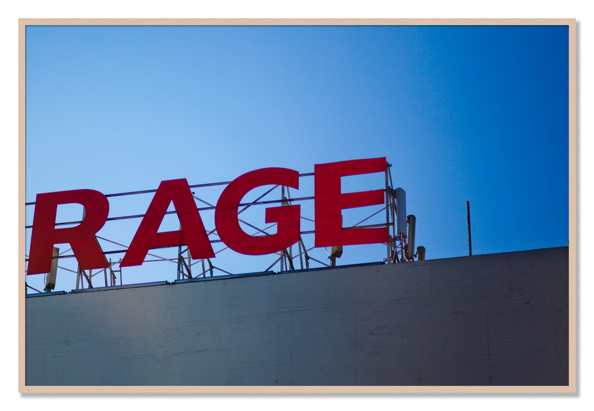 Framed photograph of Rage by Dylan Ozanich, Maple frame, Full Bleed