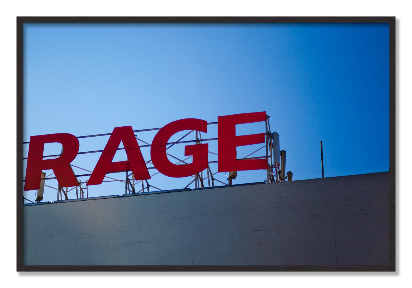 Framed photograph of Rage by Dylan Ozanich, Black Walnut frame, Full Bleed