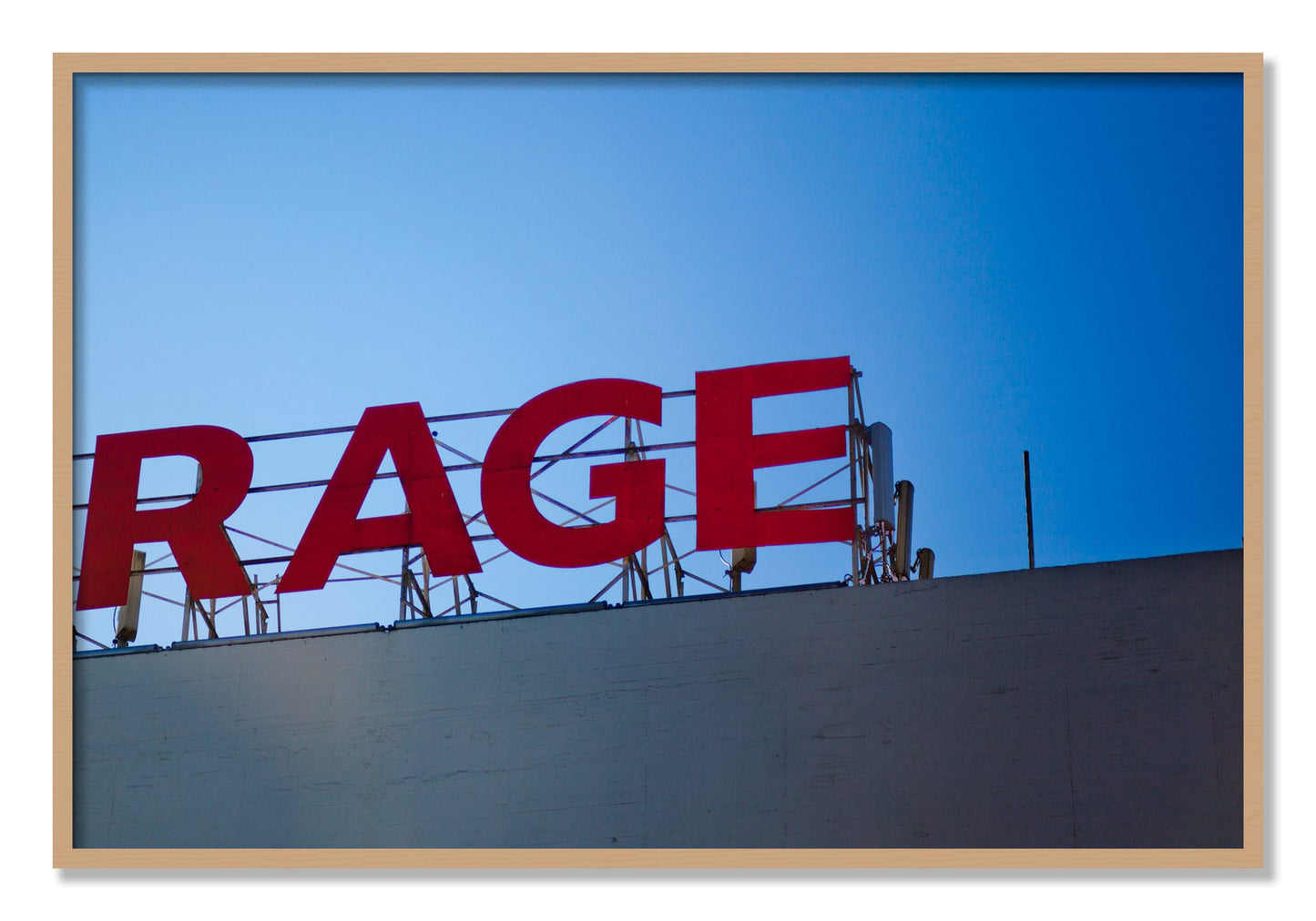 Framed photograph of Rage by Dylan Ozanich, Oak frame, Full Bleed