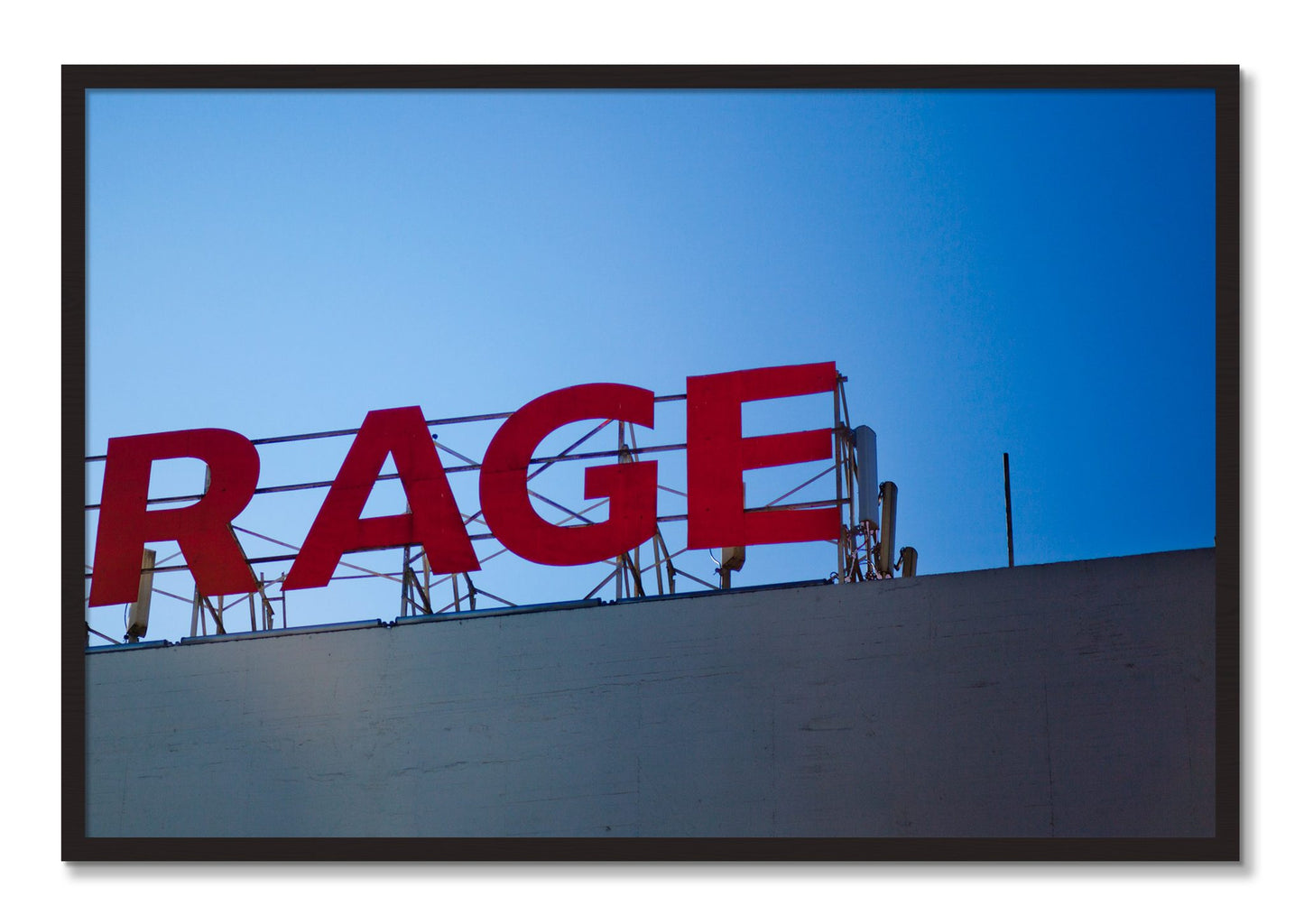 Framed photograph of Rage by Dylan Ozanich, Black Walnut frame, Full Bleed