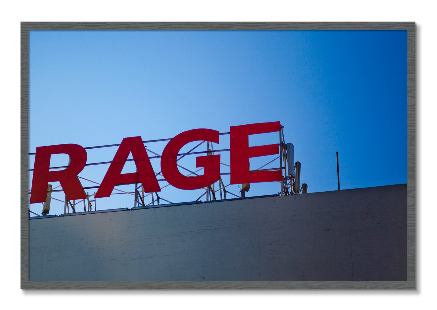 Framed photograph of Rage by Dylan Ozanich, Grey frame, Full Bleed