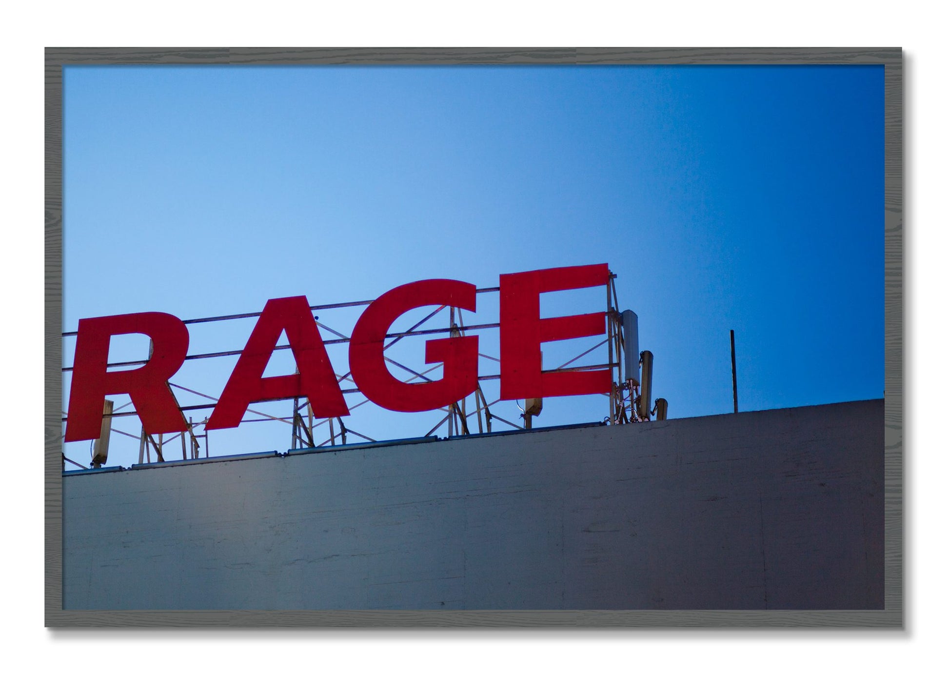 Framed photograph of Rage by Dylan Ozanich, Grey frame, Full Bleed