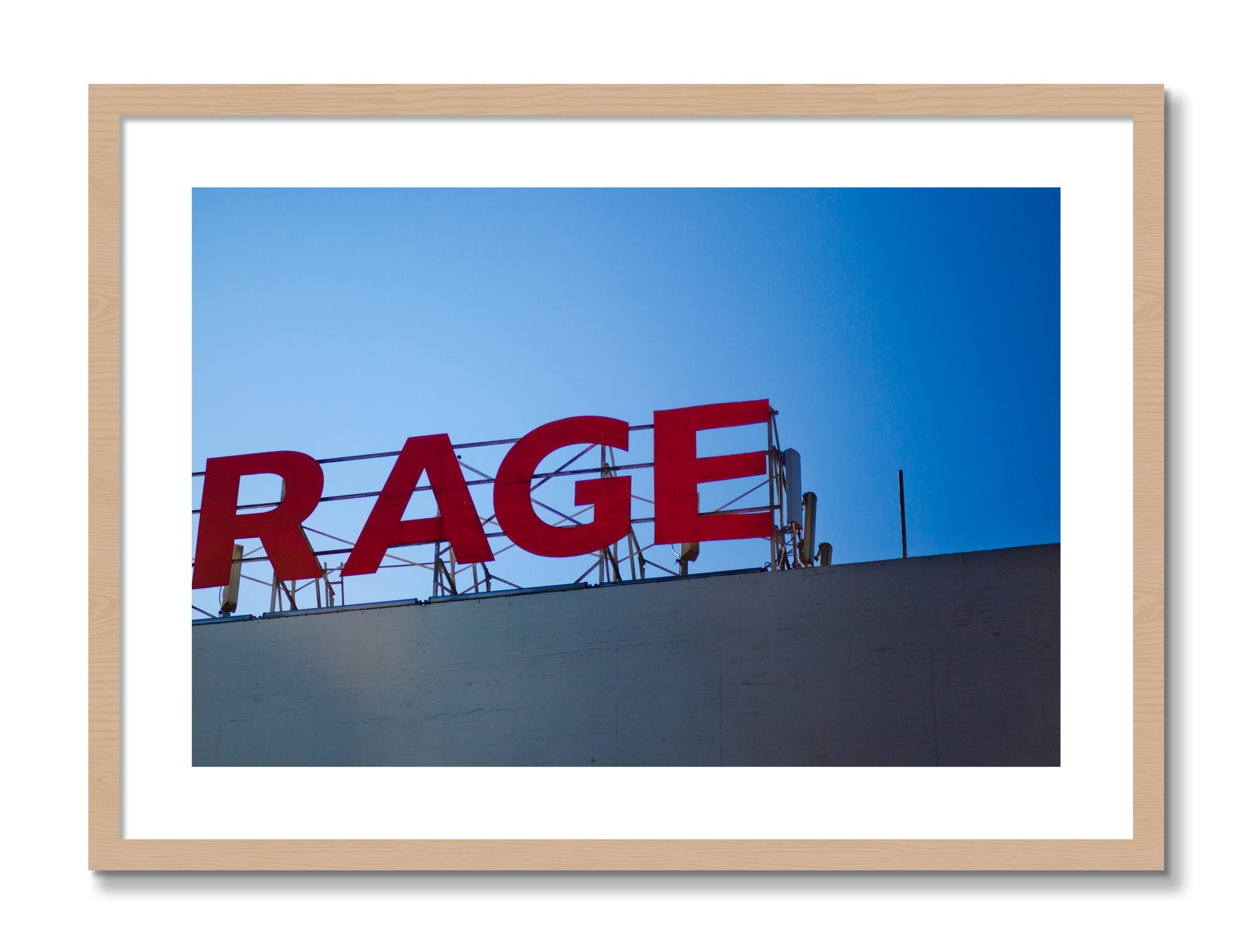 Framed photograph of Rage by Dylan Ozanich, Oak frame, Borders