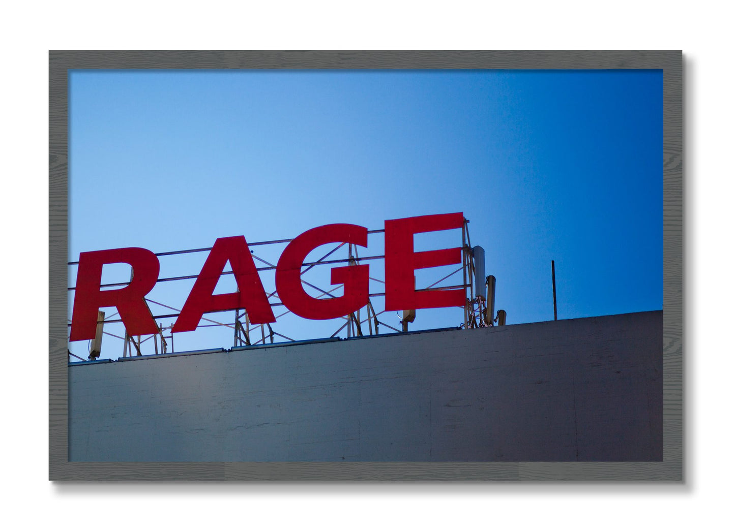 Framed photograph of Rage by Dylan Ozanich, Grey frame, Full Bleed