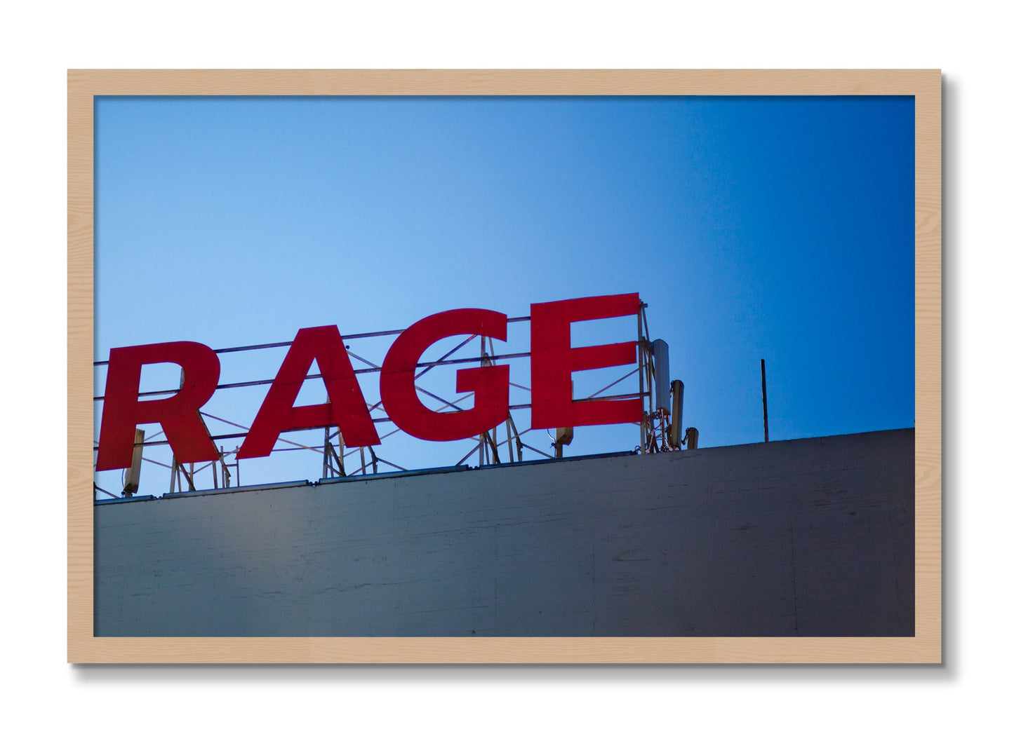 Framed photograph of Rage by Dylan Ozanich, Oak frame, Full Bleed