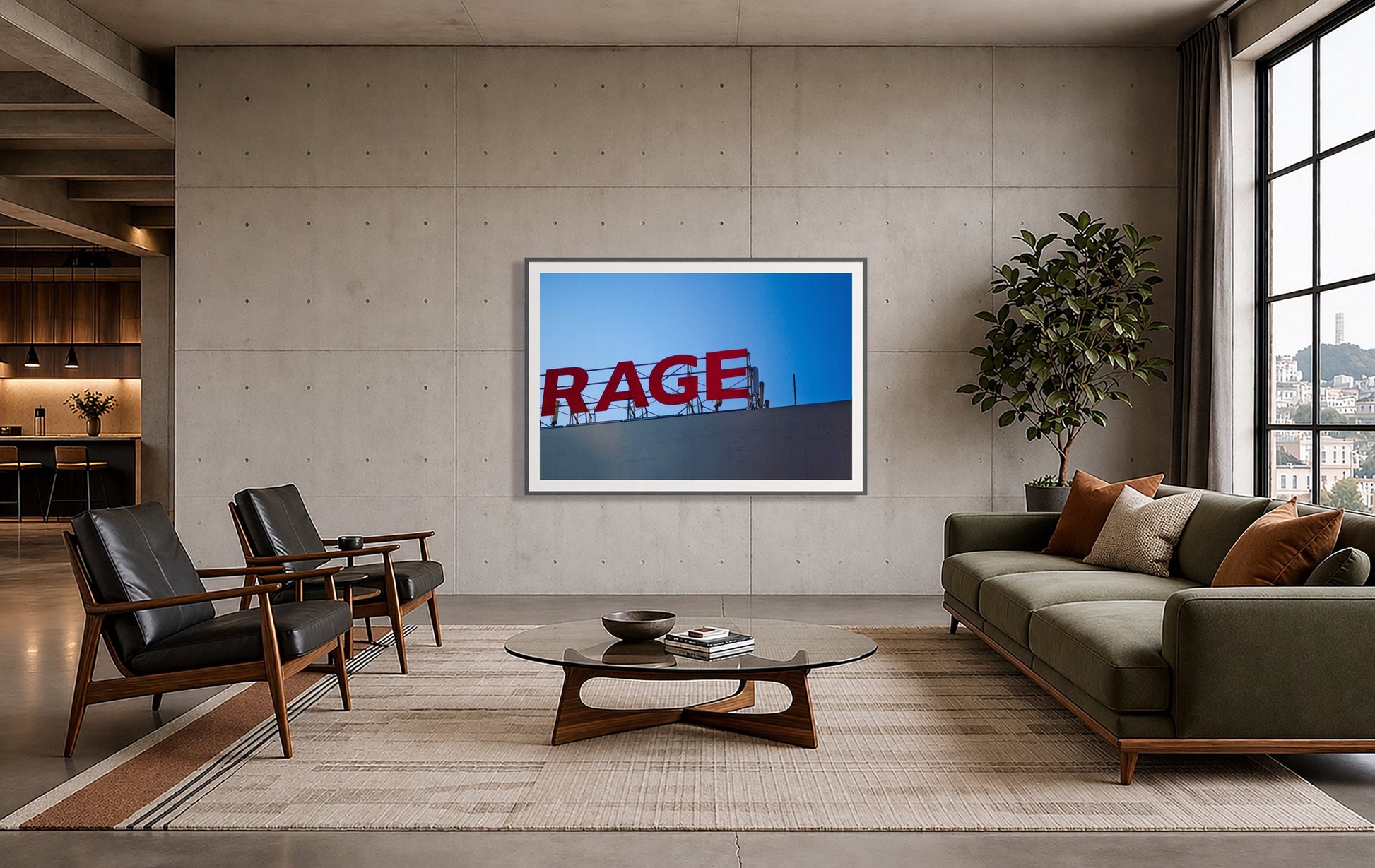 Framed photograph of Rage by Dylan Ozanich displayed on a wall