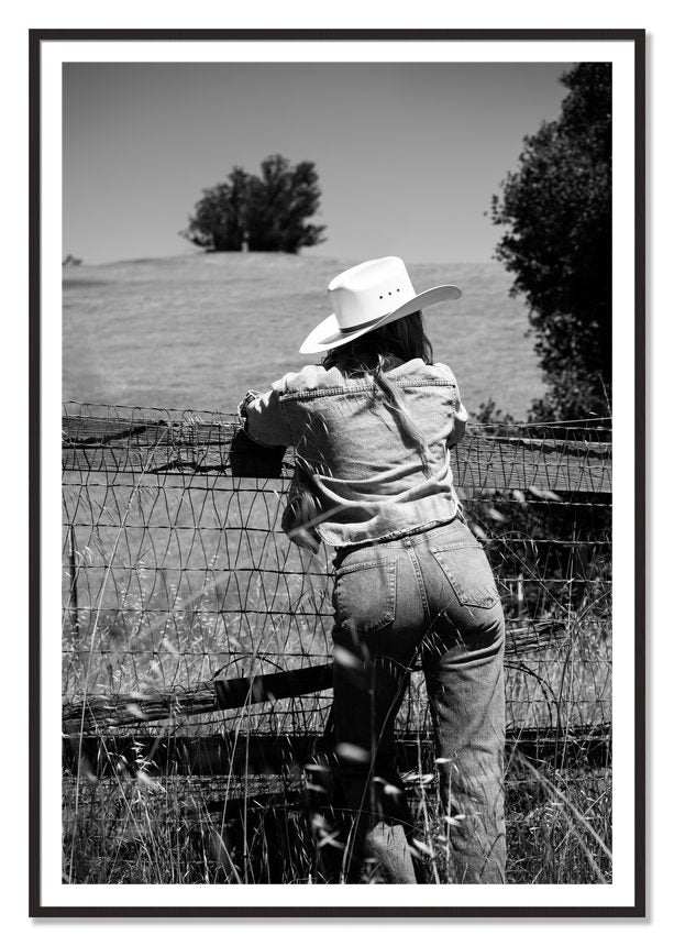 Ranch Days by Dylan Ozanich, 48×72 print with a White Border in a Black Walnut frame