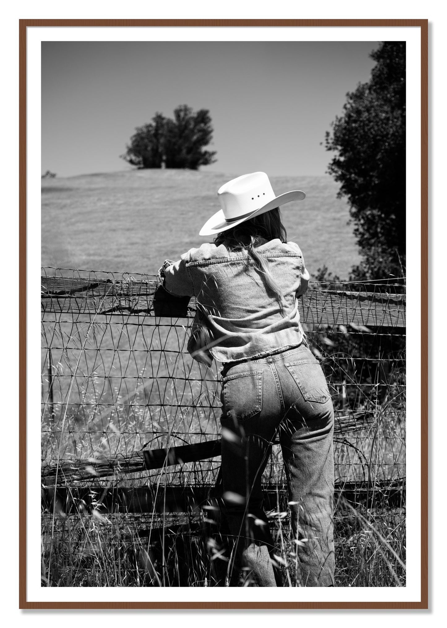 Ranch Days by Dylan Ozanich, 48×72 print with a White Border in a Walnut frame
