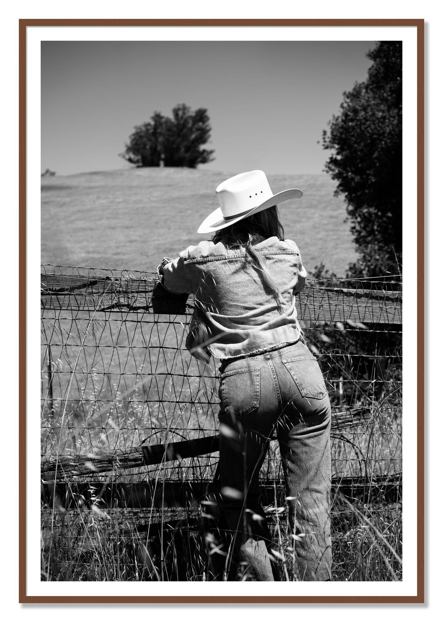 Ranch Days by Dylan Ozanich, 48×72 print with a White Border in a Walnut frame
