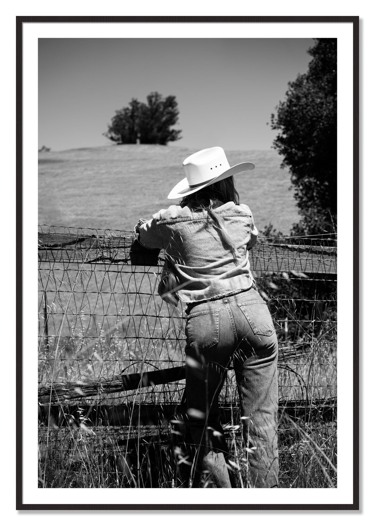 Framed photograph of Ranch Days by Dylan Ozanich, Black Walnut frame, Borders