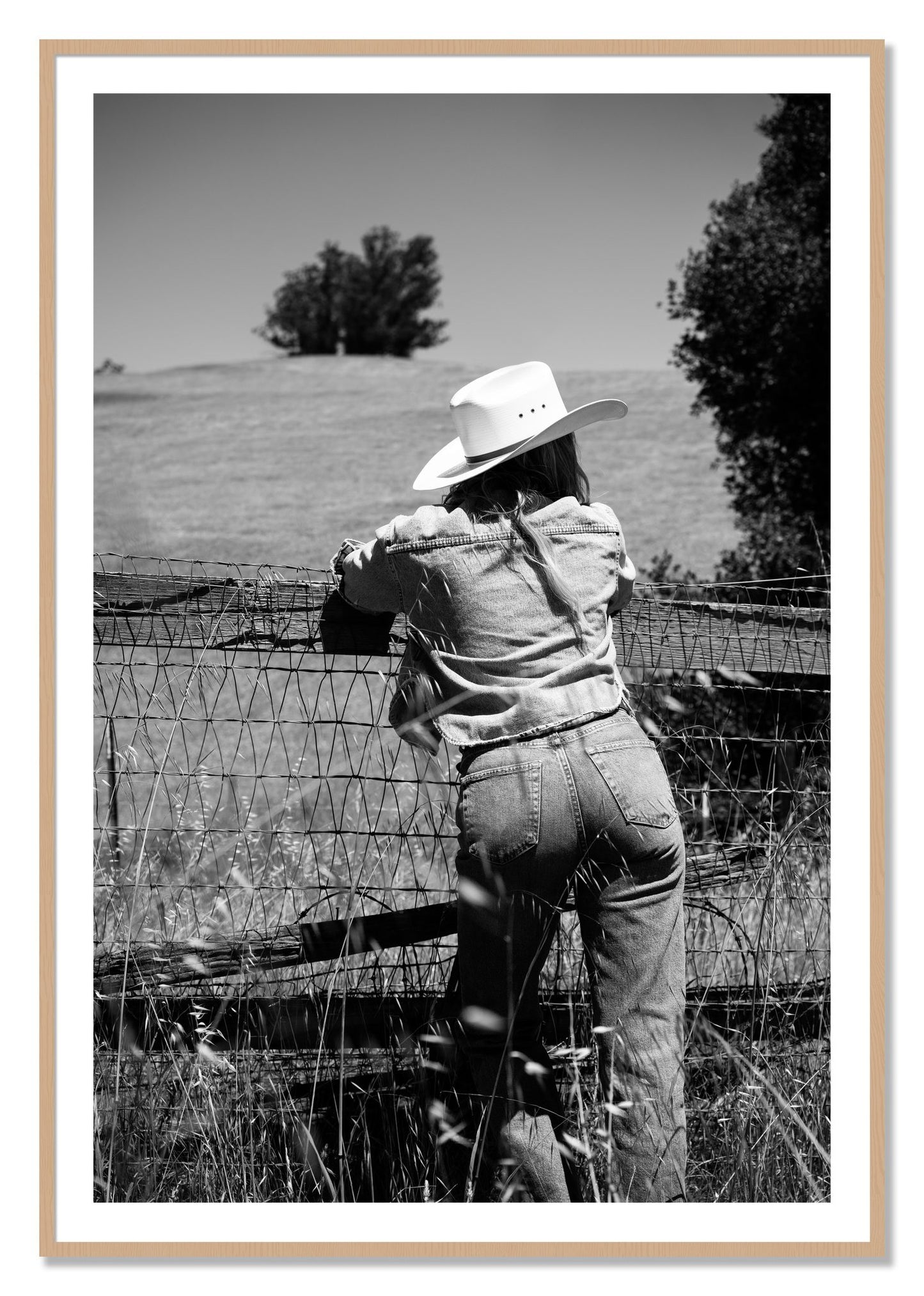 Framed photograph of Ranch Days by Dylan Ozanich, Oak frame, Borders