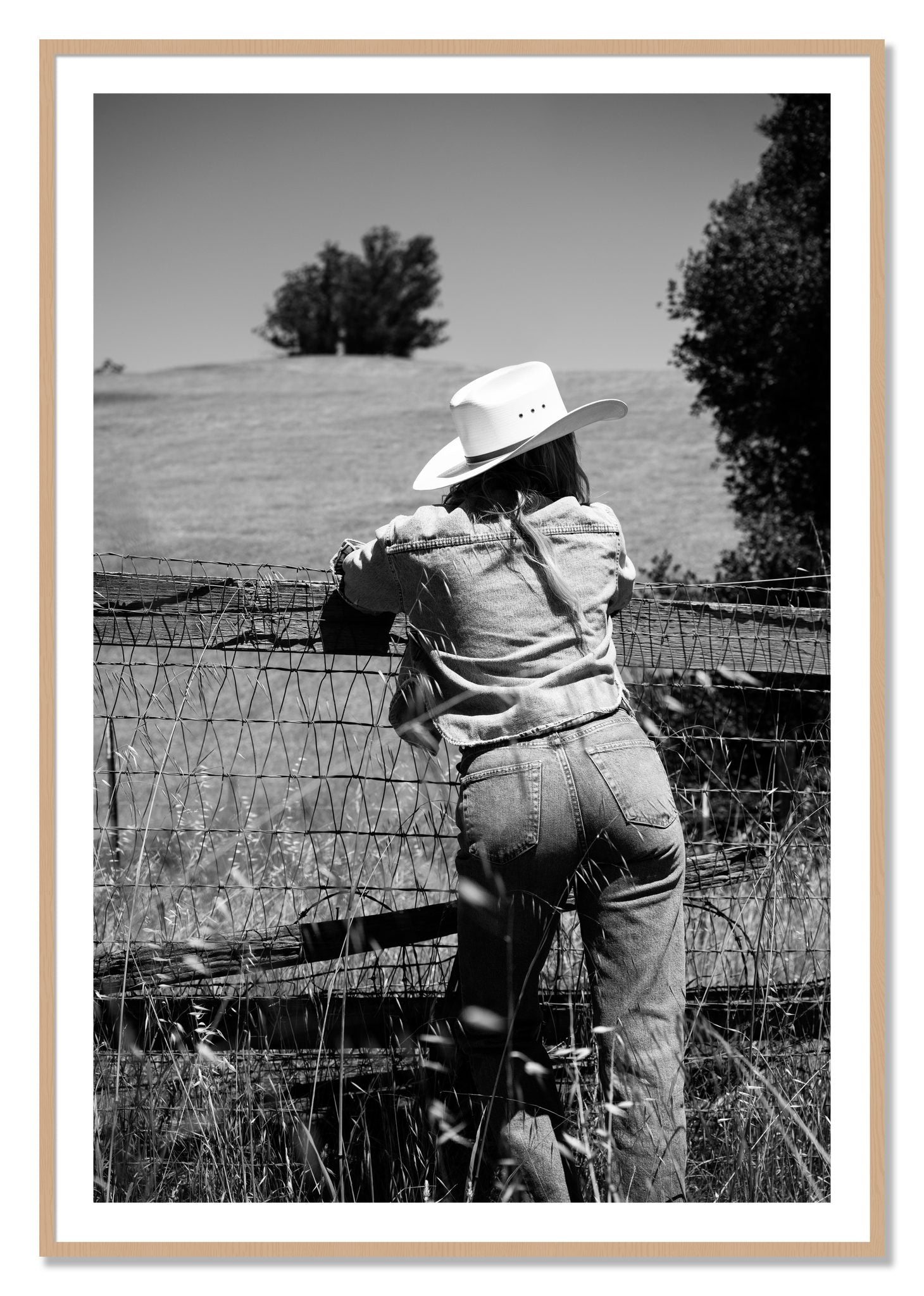Framed photograph of Ranch Days by Dylan Ozanich, Oak frame, Borders