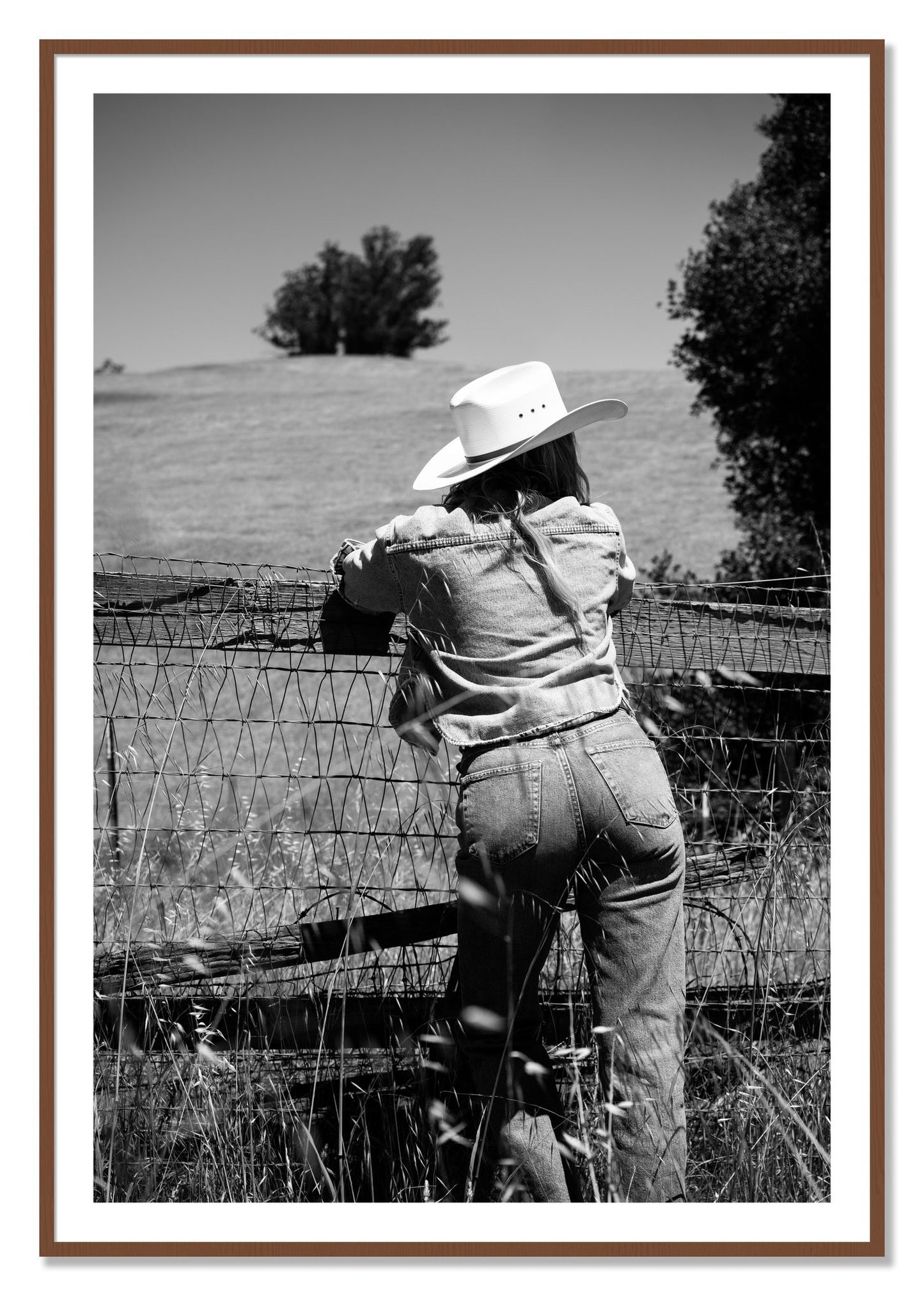 Framed photograph of Ranch Days by Dylan Ozanich, Walnut frame, Borders
