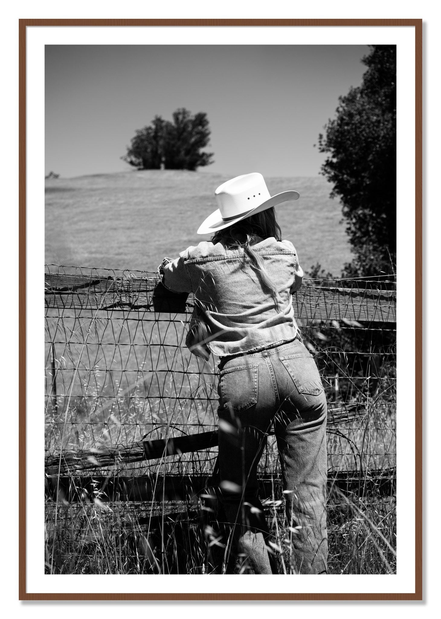 Framed photograph of Ranch Days by Dylan Ozanich, Walnut frame, Borders