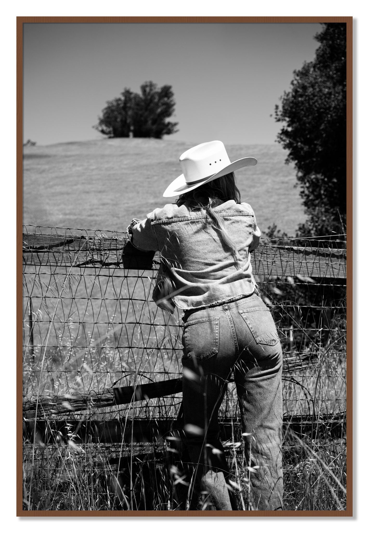 Framed photograph of Ranch Days by Dylan Ozanich, Walnut frame, Full Bleed