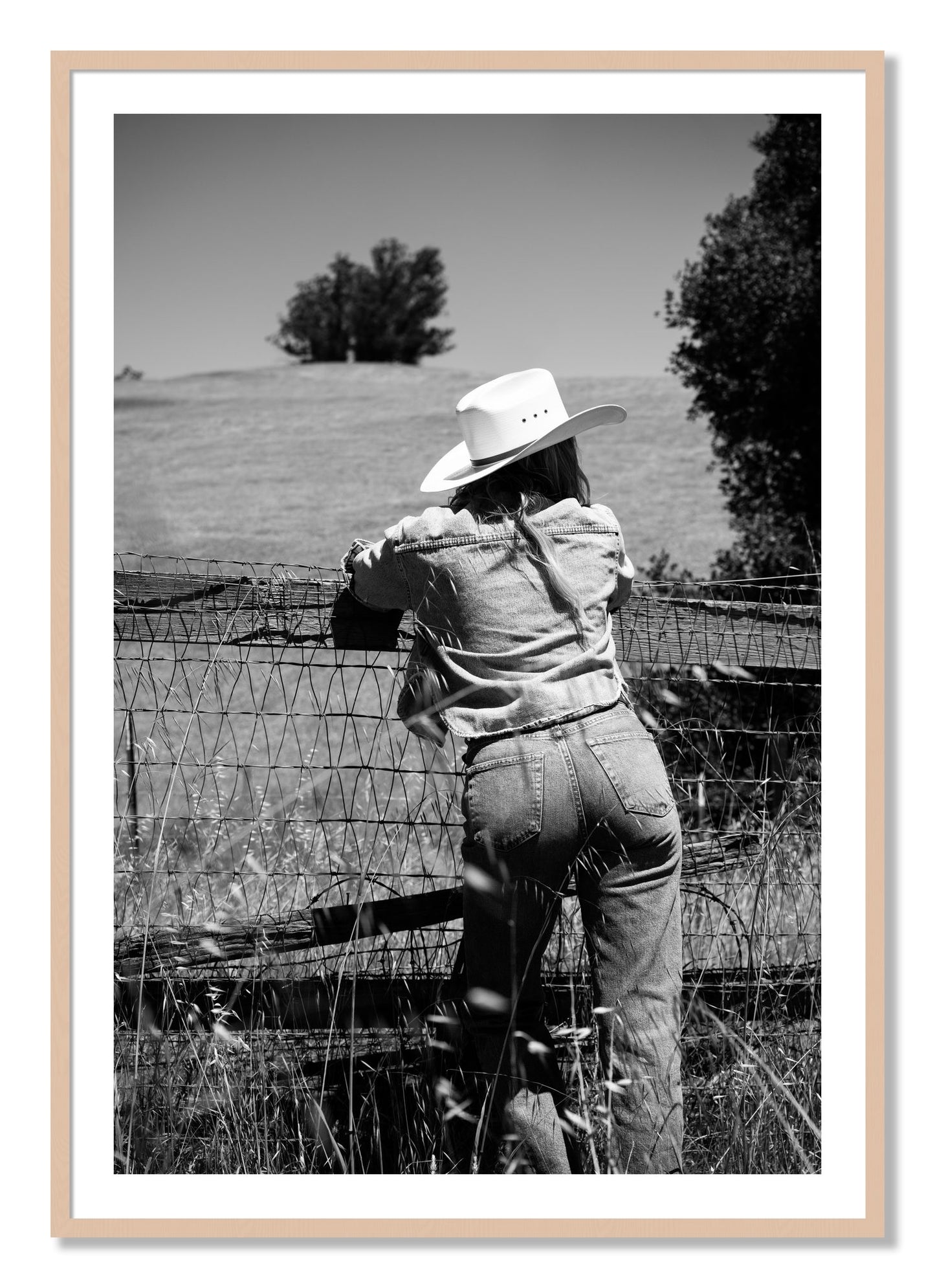 Framed photograph of Ranch Days by Dylan Ozanich, Maple frame, Borders
