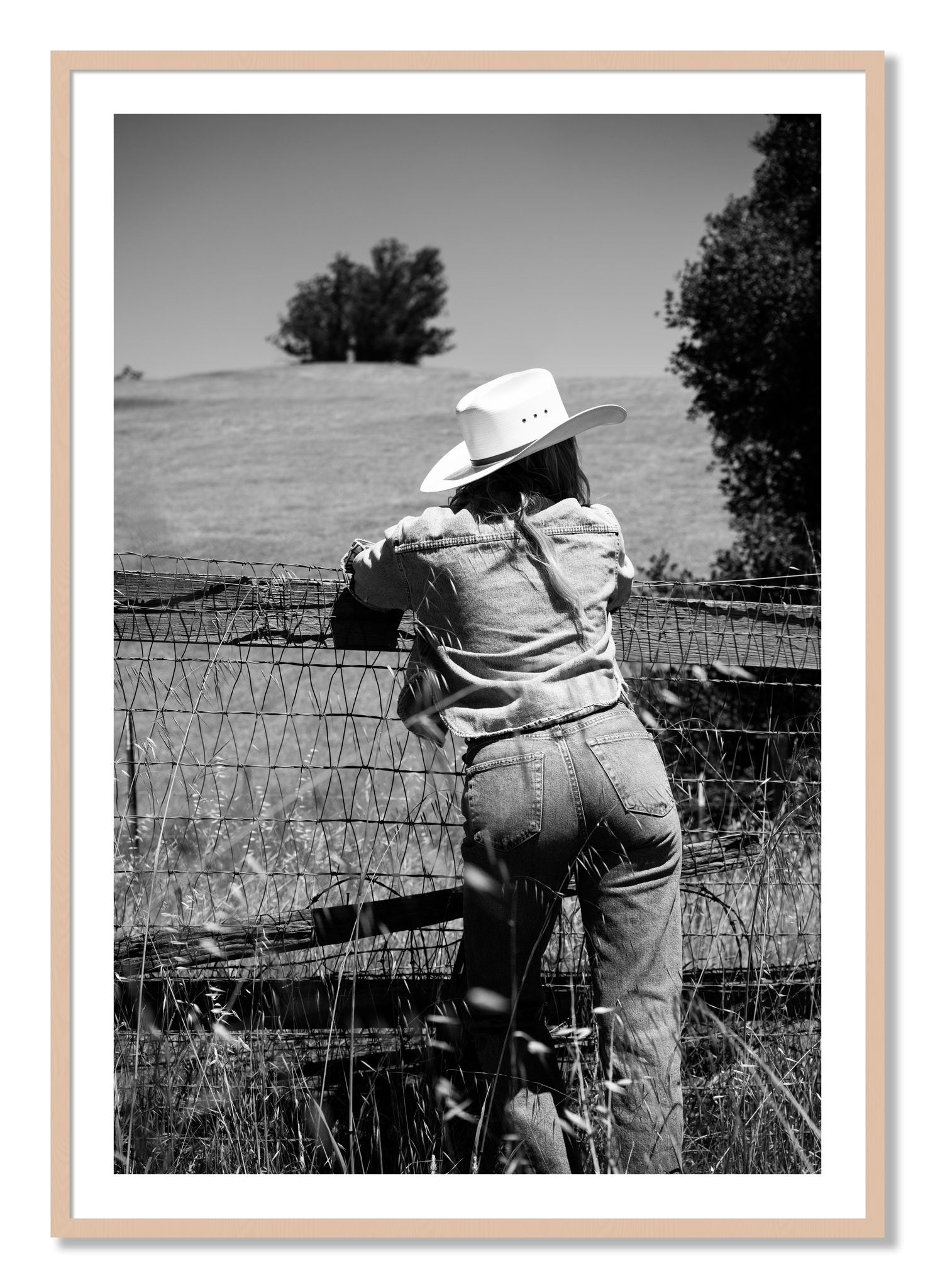 Framed photograph of Ranch Days by Dylan Ozanich, Maple frame, Borders