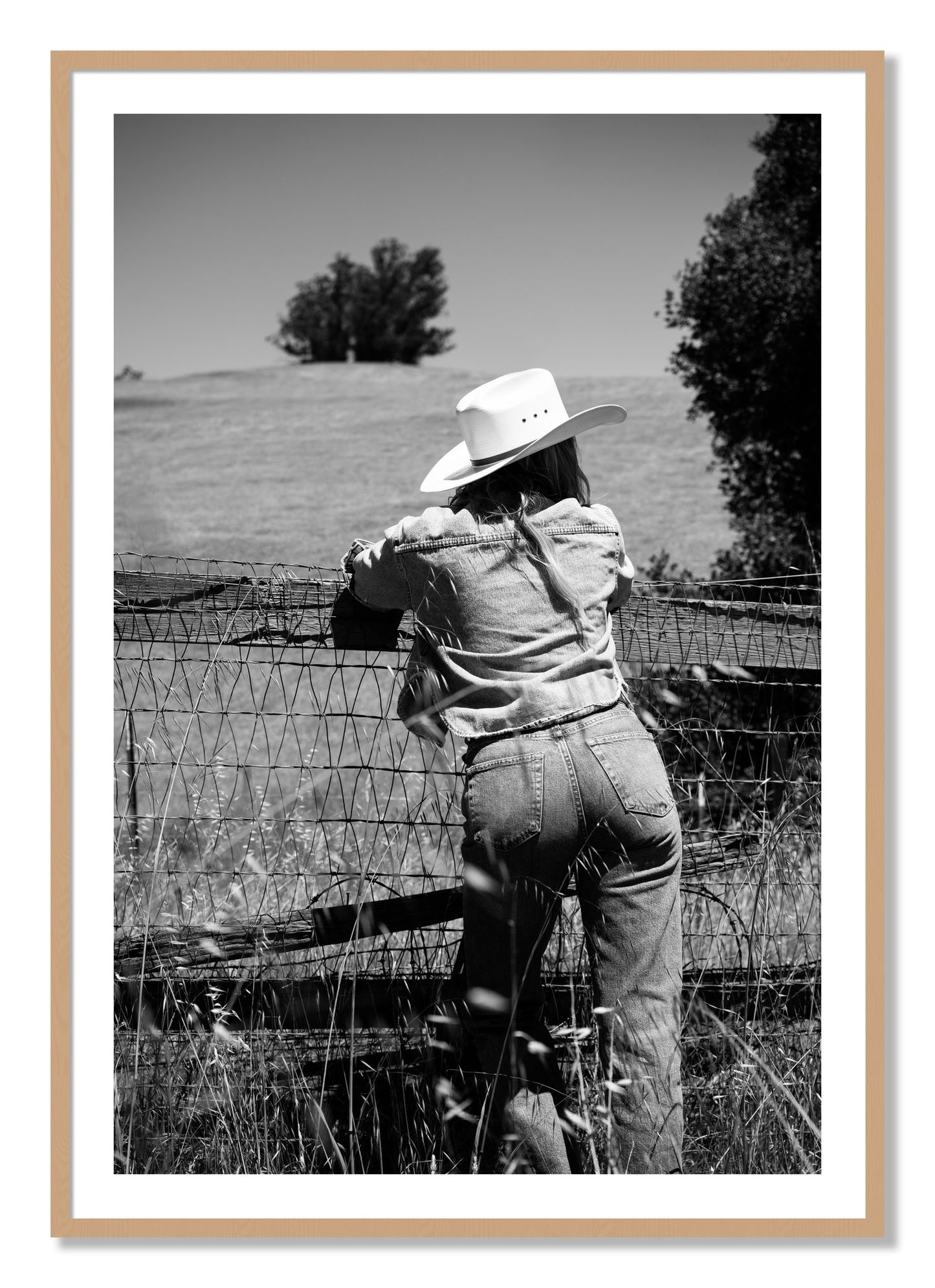 Framed photograph of Ranch Days by Dylan Ozanich, Oak frame, Borders