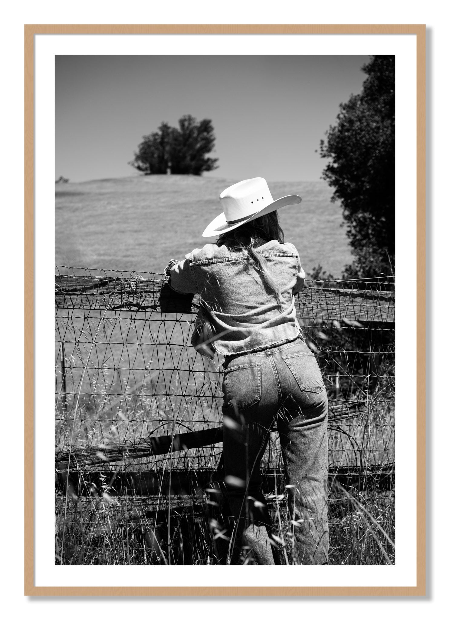 Framed photograph of Ranch Days by Dylan Ozanich, Oak frame, Borders