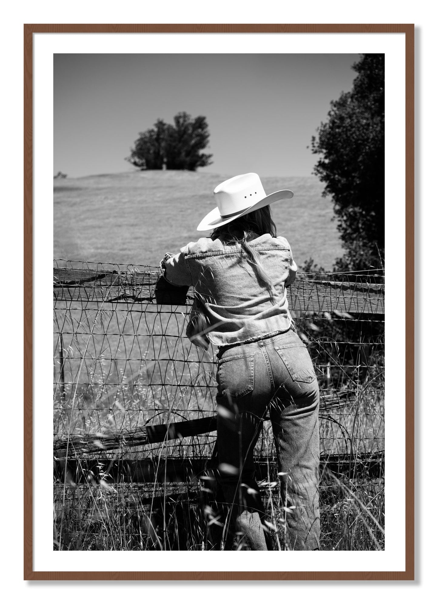 Framed photograph of Ranch Days by Dylan Ozanich, Walnut frame, Borders