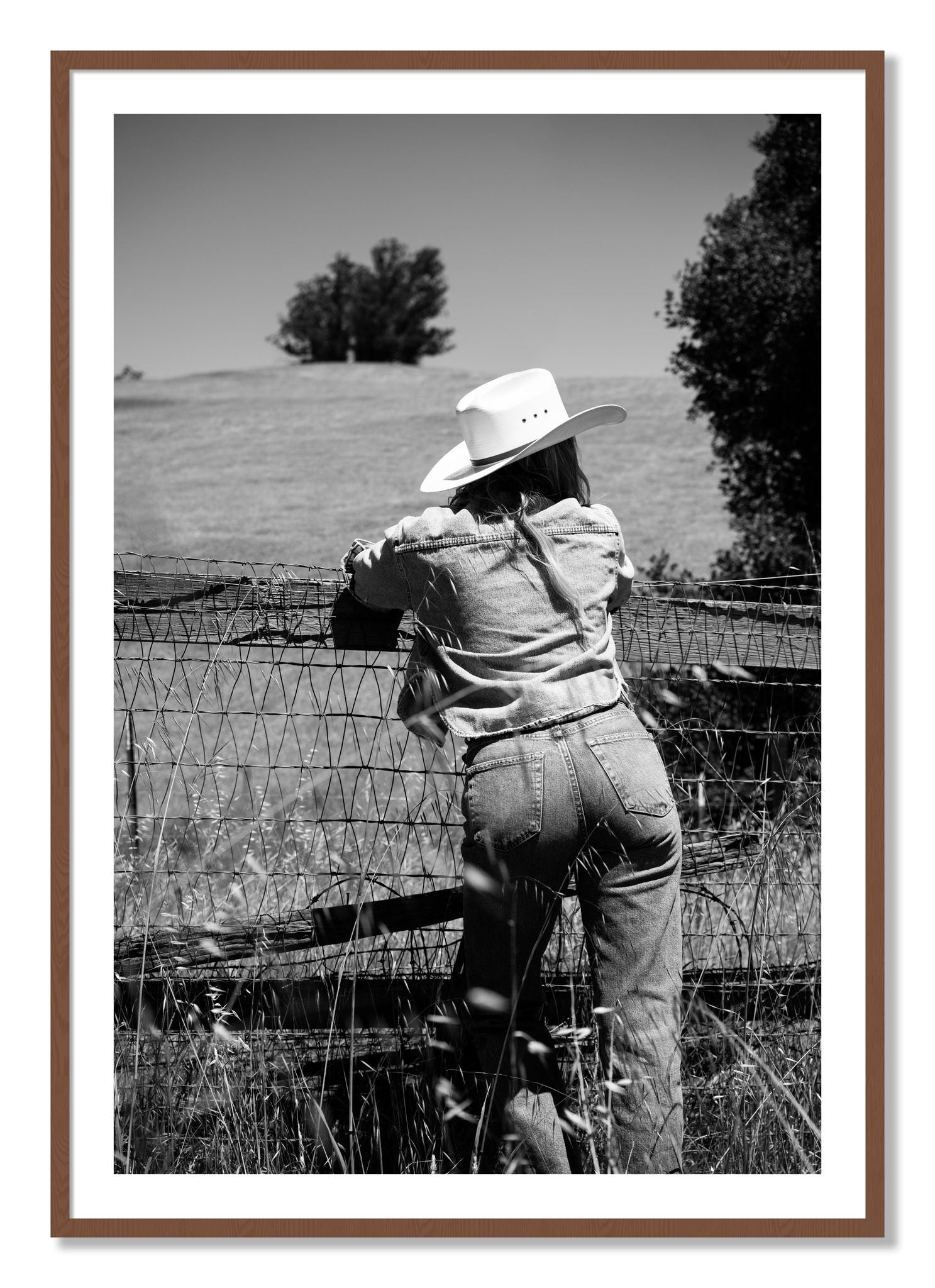 Framed photograph of Ranch Days by Dylan Ozanich, Walnut frame, Borders