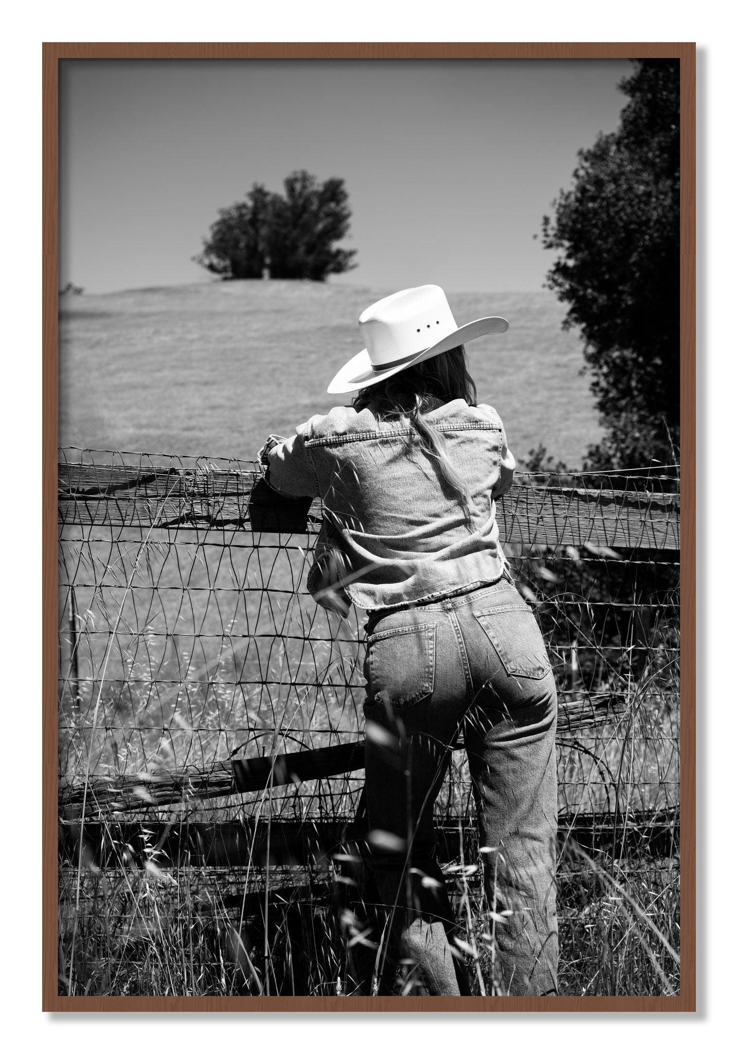 Framed photograph of Ranch Days by Dylan Ozanich, Walnut frame, Full Bleed
