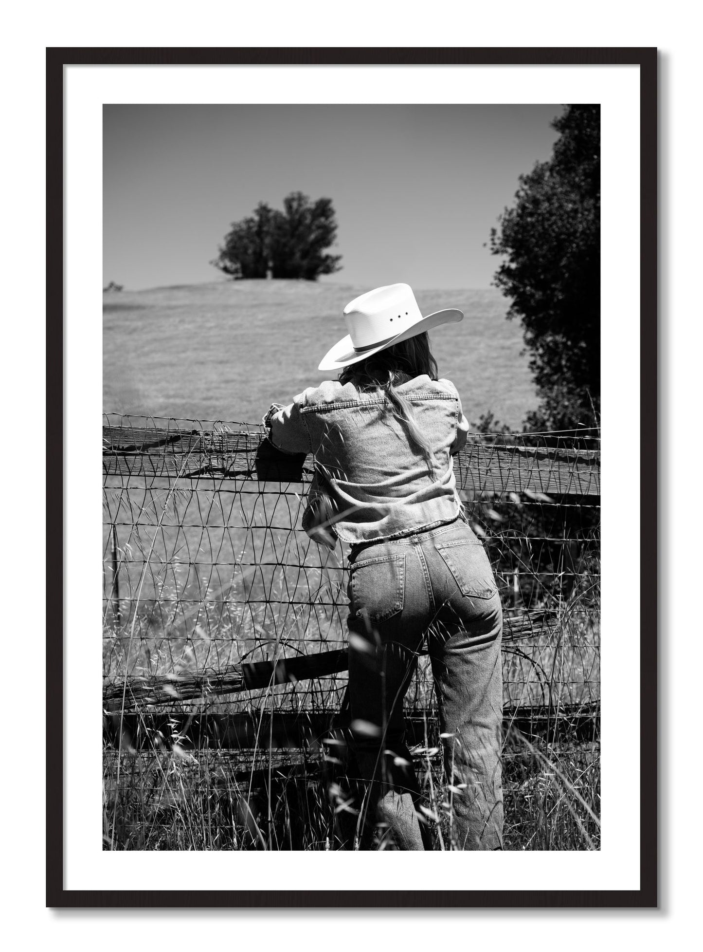 Framed photograph of Ranch Days by Dylan Ozanich, Black Walnut frame, Borders