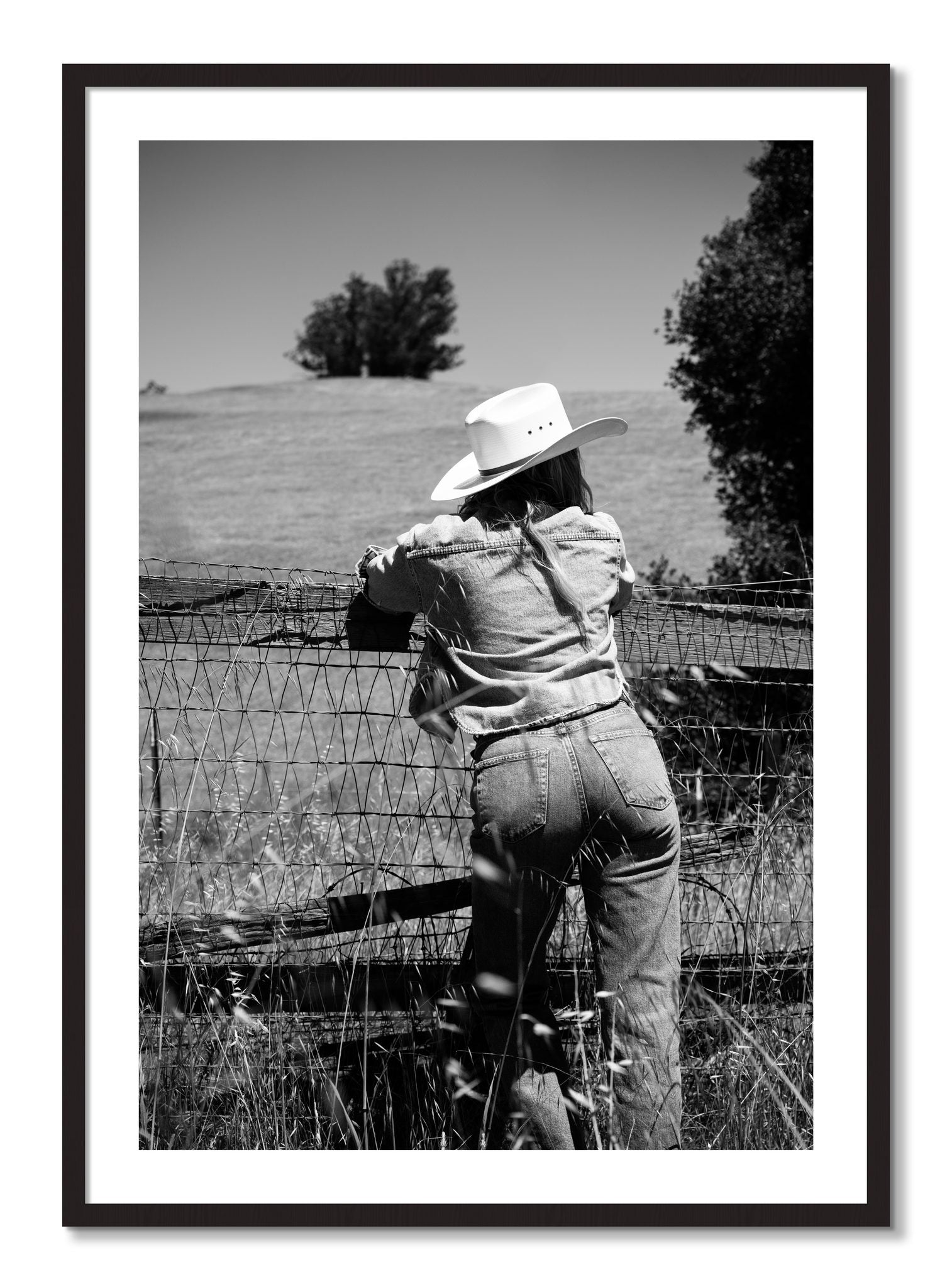 Framed photograph of Ranch Days by Dylan Ozanich, Black Walnut frame, Borders