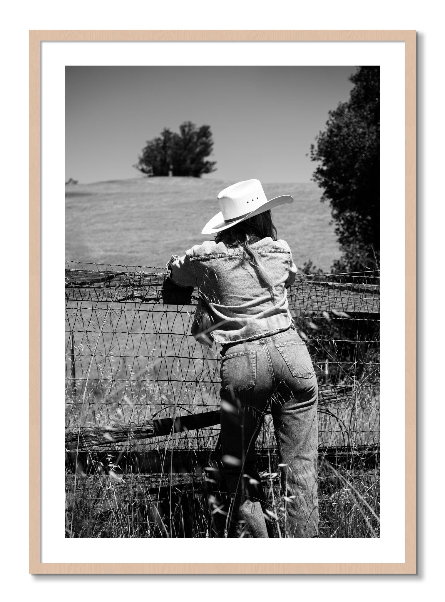Framed photograph of Ranch Days by Dylan Ozanich, Maple frame, Borders
