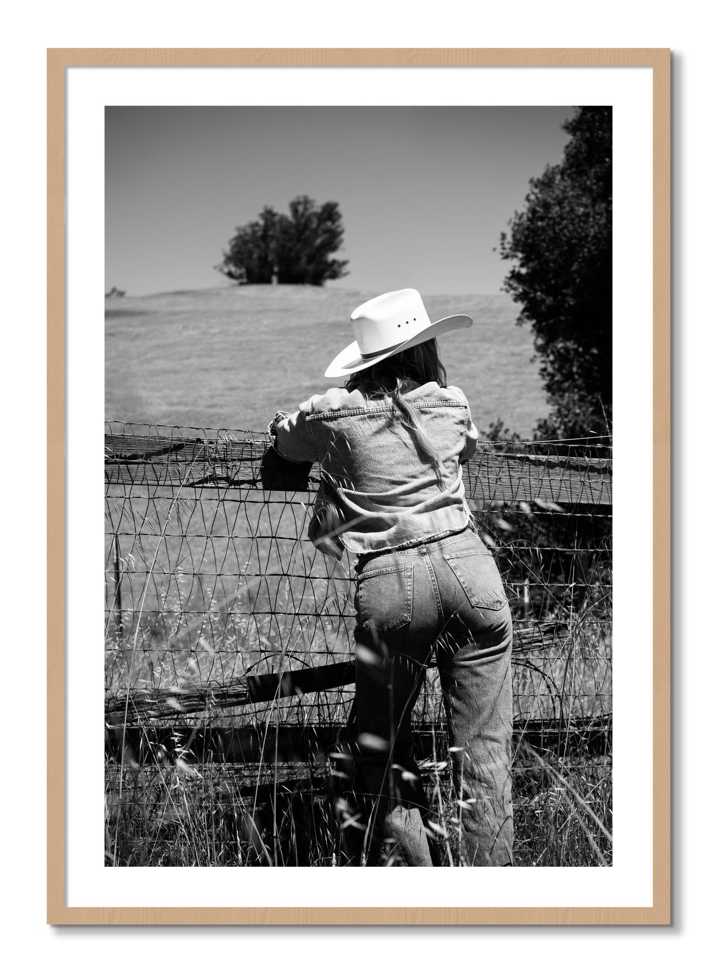 Framed photograph of Ranch Days by Dylan Ozanich, Oak frame, Borders