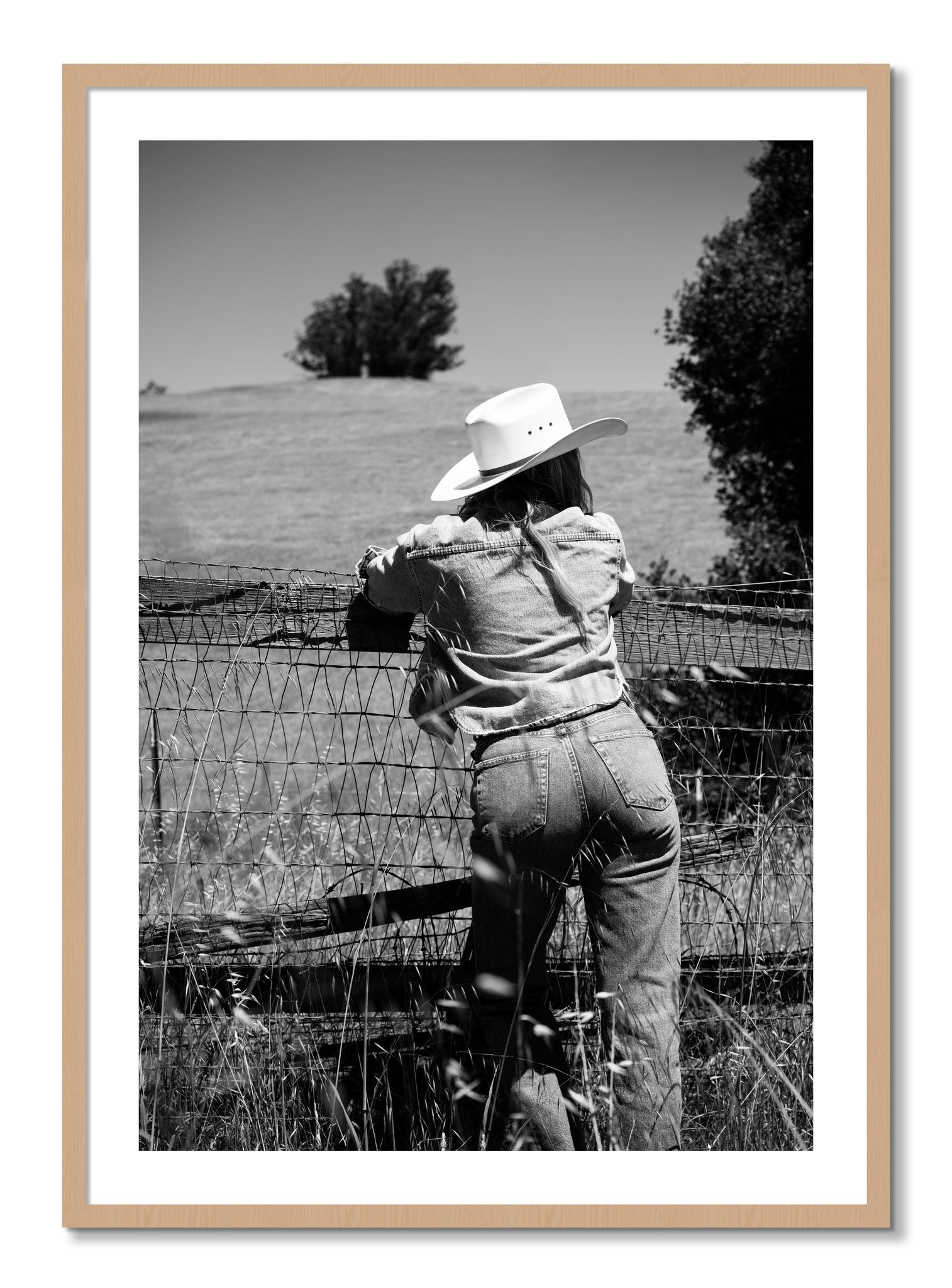 Framed photograph of Ranch Days by Dylan Ozanich, Oak frame, Borders