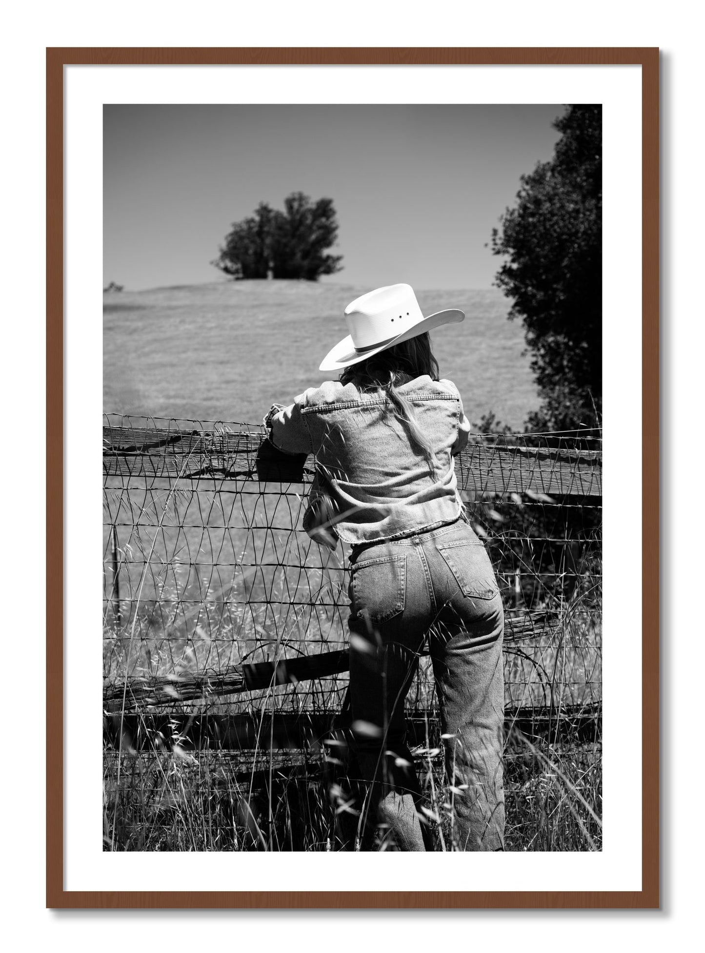 Framed photograph of Ranch Days by Dylan Ozanich, Walnut frame, Borders