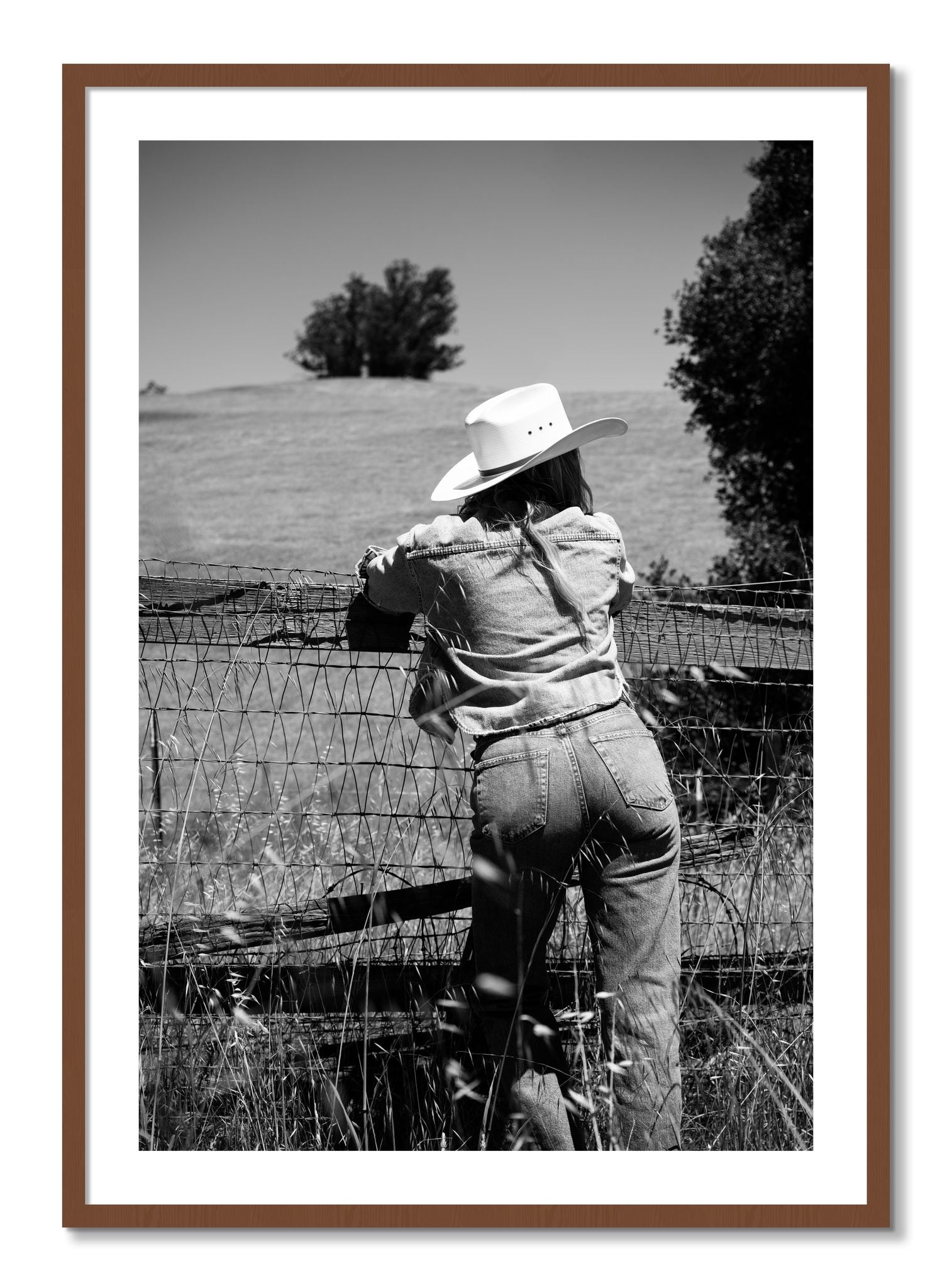 Framed photograph of Ranch Days by Dylan Ozanich, Walnut frame, Borders