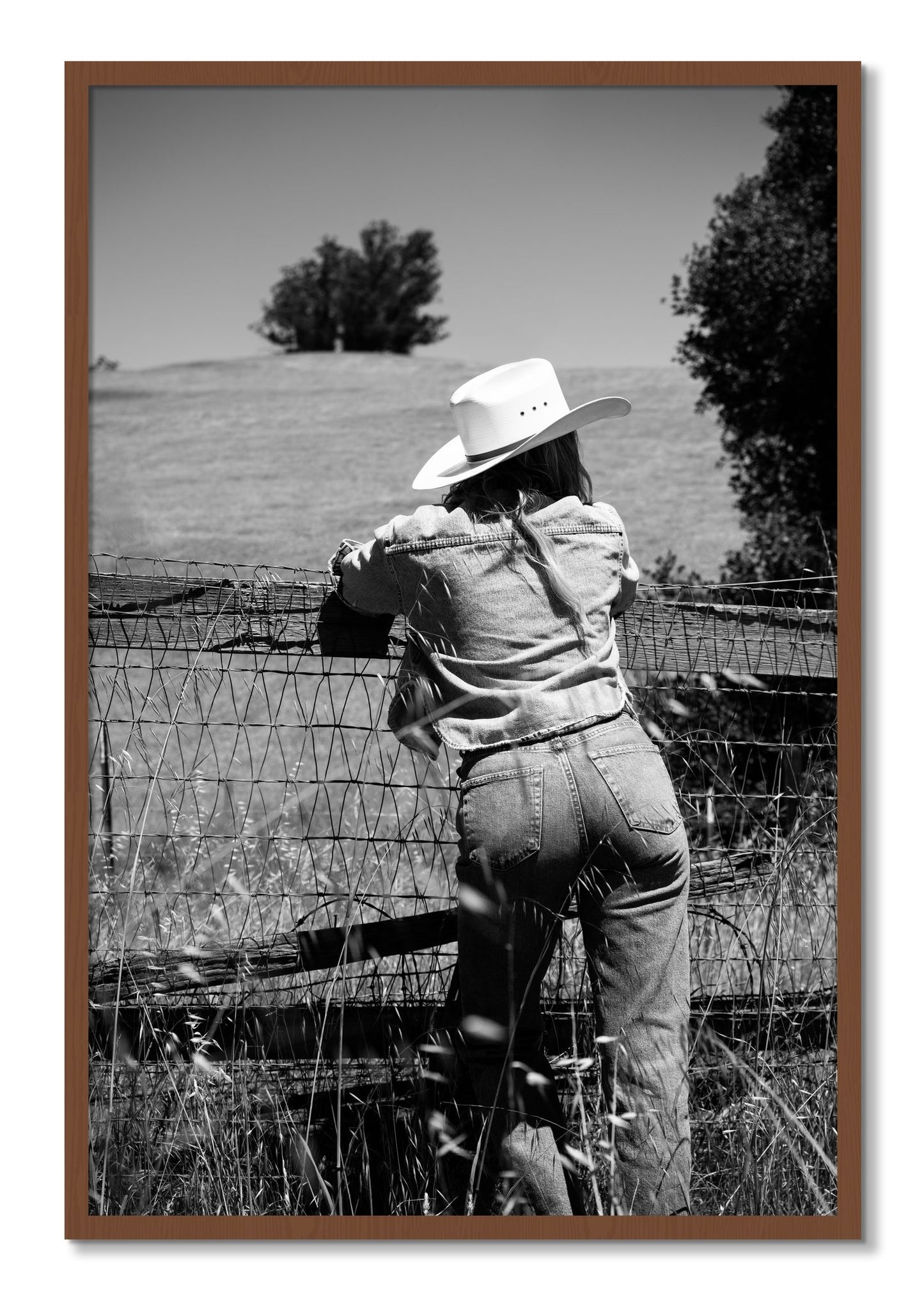 Framed photograph of Ranch Days by Dylan Ozanich, Walnut frame, Full Bleed