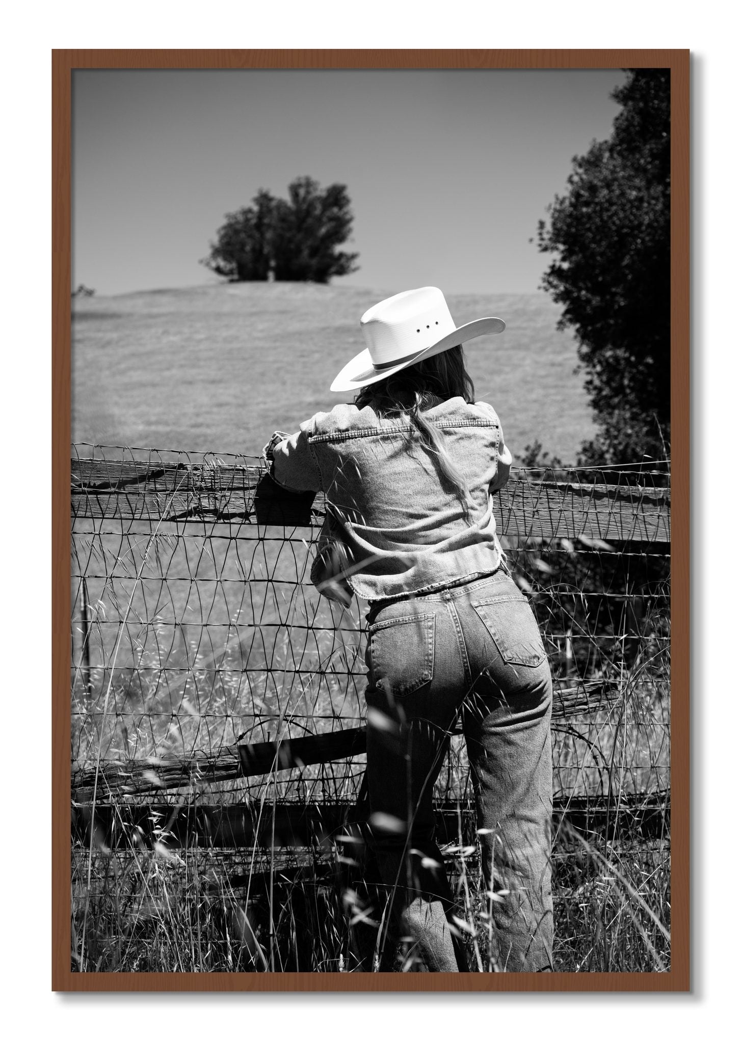 Framed photograph of Ranch Days by Dylan Ozanich, Walnut frame, Full Bleed