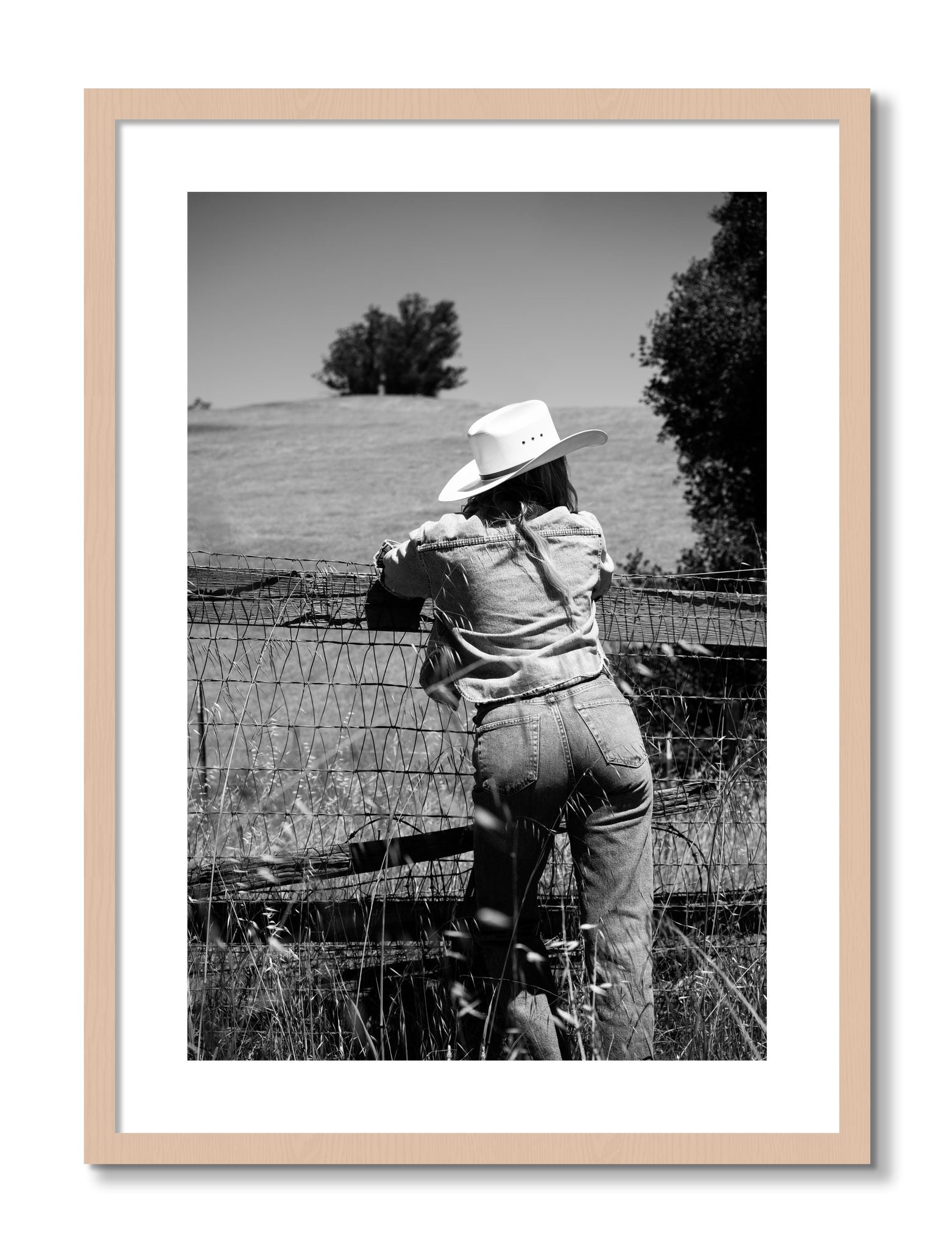 Framed photograph of Ranch Days by Dylan Ozanich, Maple frame, Borders