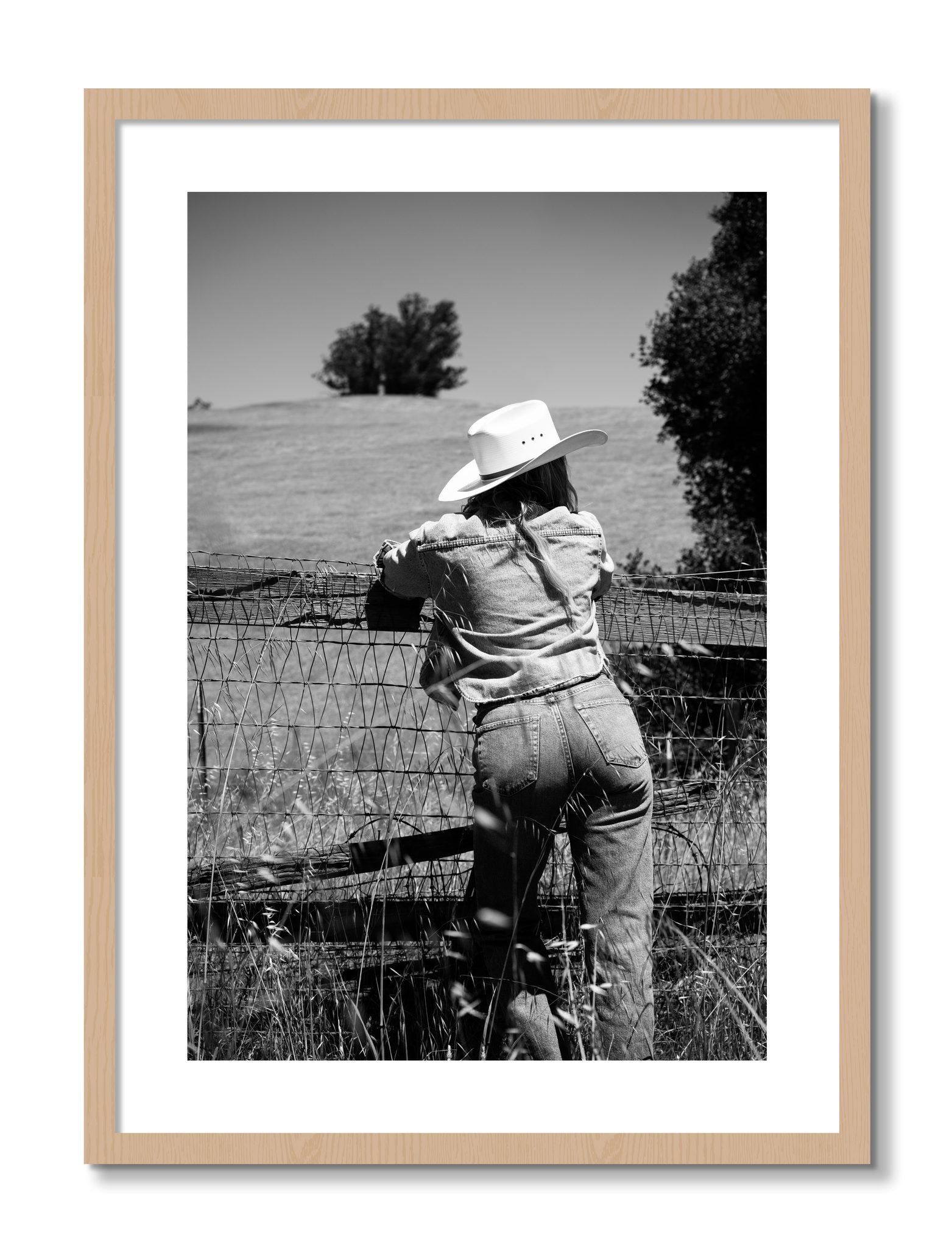 Framed photograph of Ranch Days by Dylan Ozanich, Oak frame, Borders