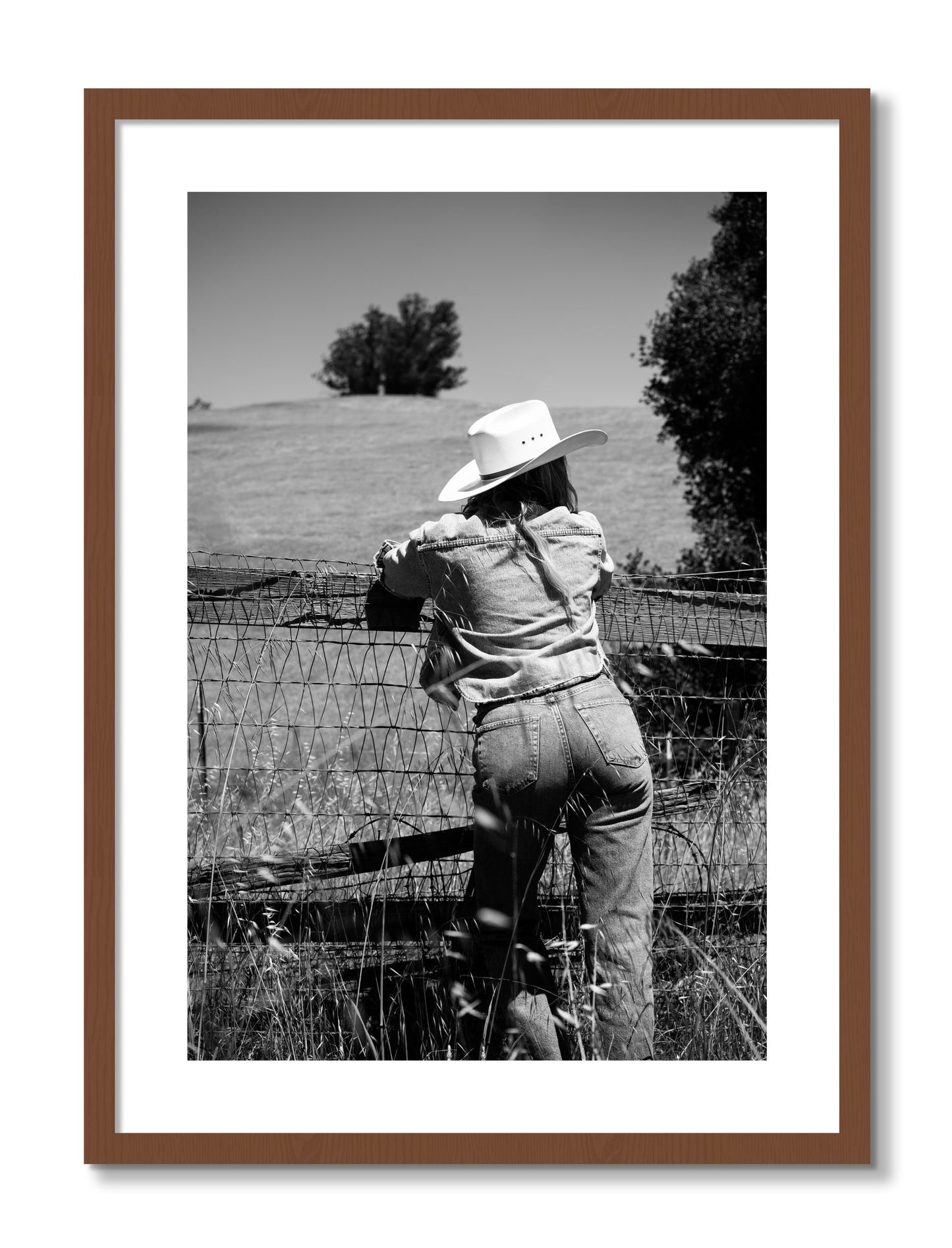 Framed photograph of Ranch Days by Dylan Ozanich, Walnut frame, Borders
