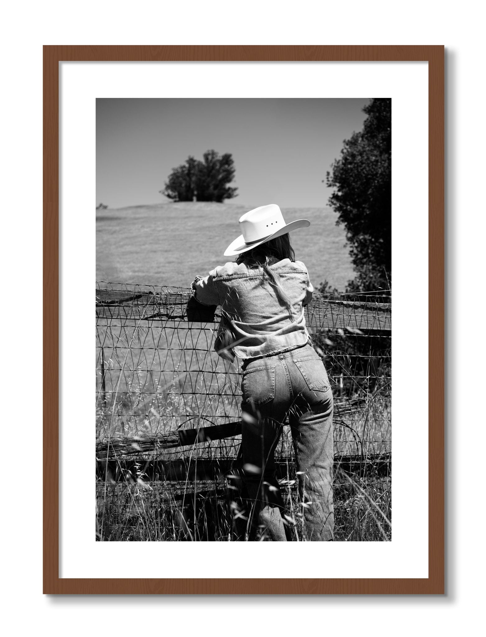 Framed photograph of Ranch Days by Dylan Ozanich, Walnut frame, Borders