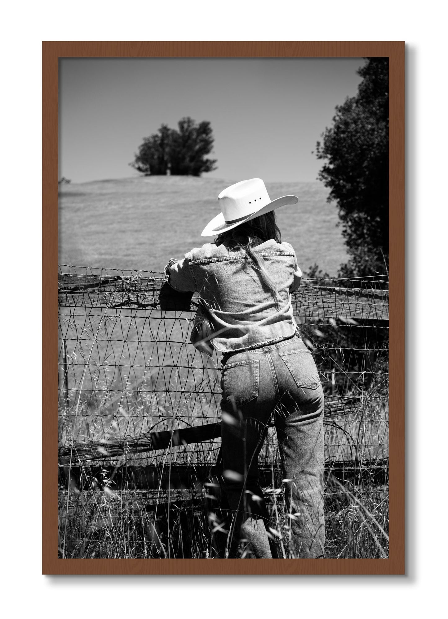 Framed photograph of Ranch Days by Dylan Ozanich, Walnut frame, Full Bleed