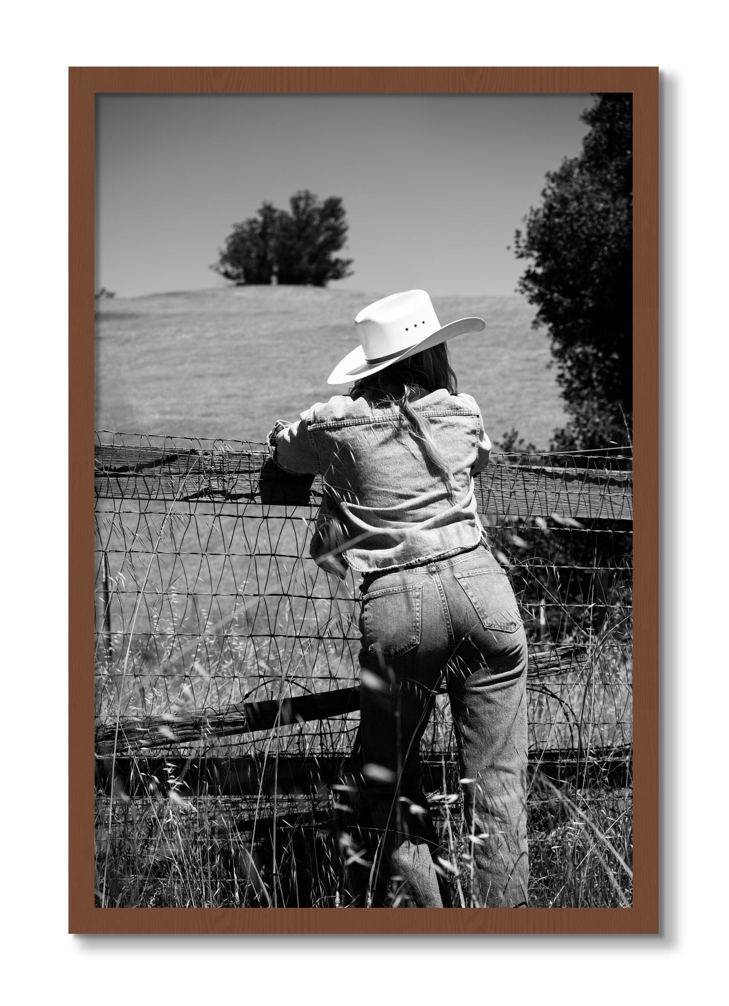 Framed photograph of Ranch Days by Dylan Ozanich, Walnut frame, Full Bleed