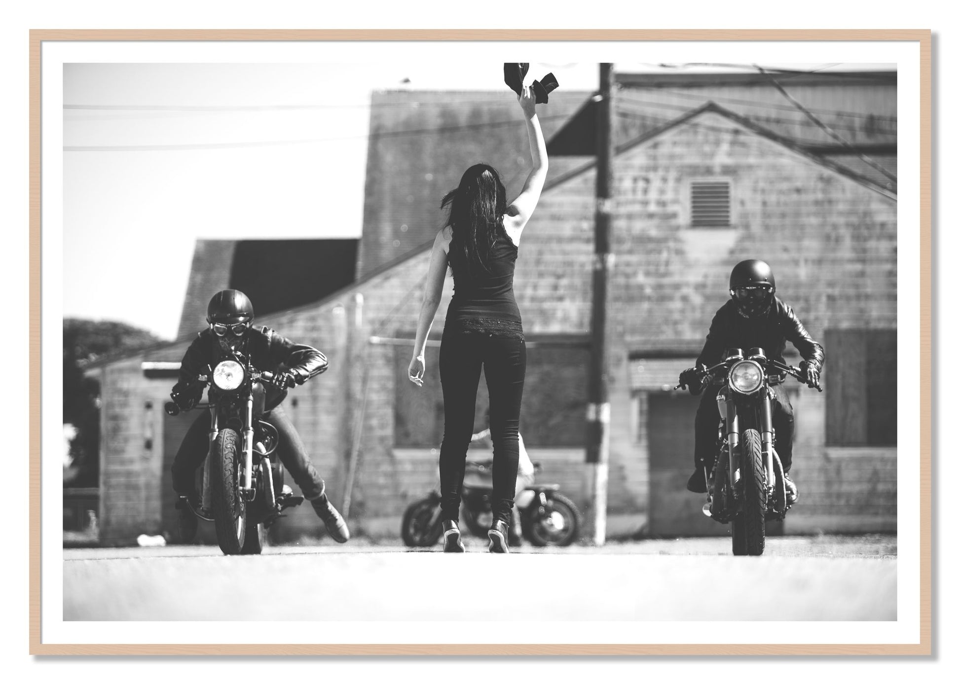 Ready Set by Dylan Ozanich, 48×72 print with a White Border in a Maple frame