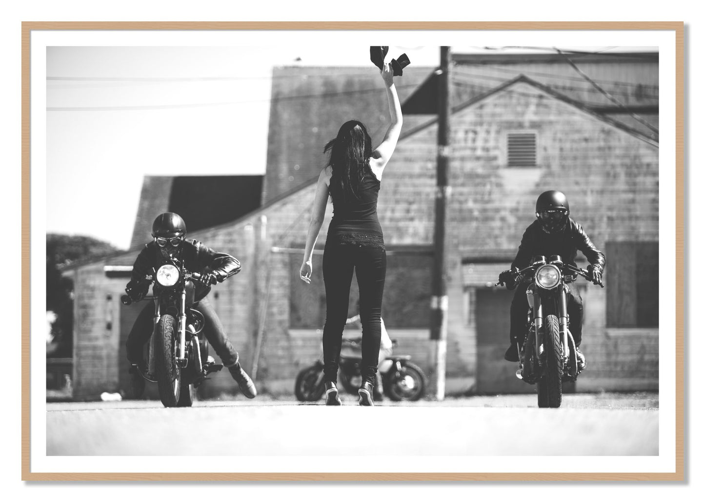 Ready Set by Dylan Ozanich, 48×72 print with a White Border in an Oak frame