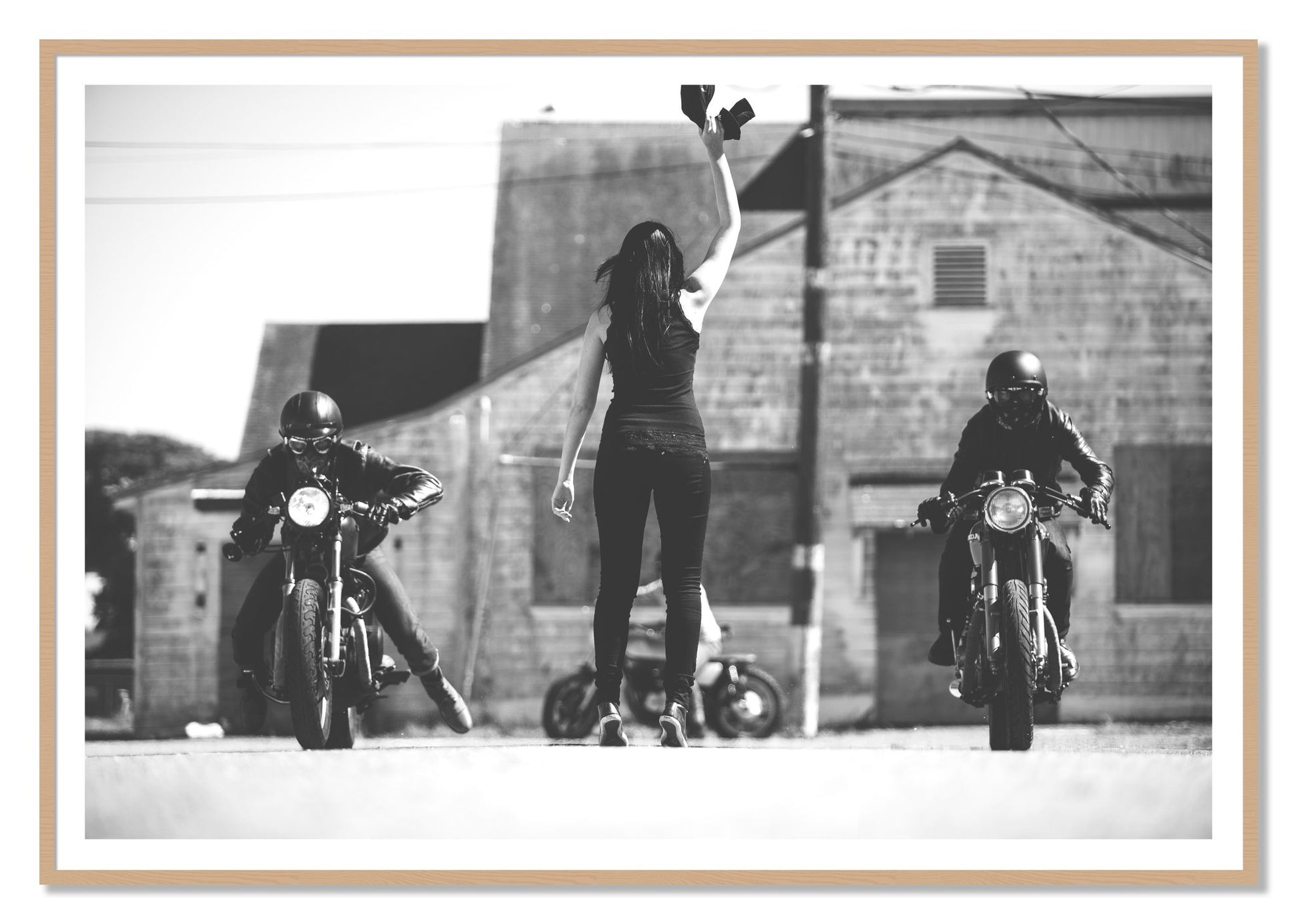 Ready Set by Dylan Ozanich, 48×72 print with a White Border in an Oak frame
