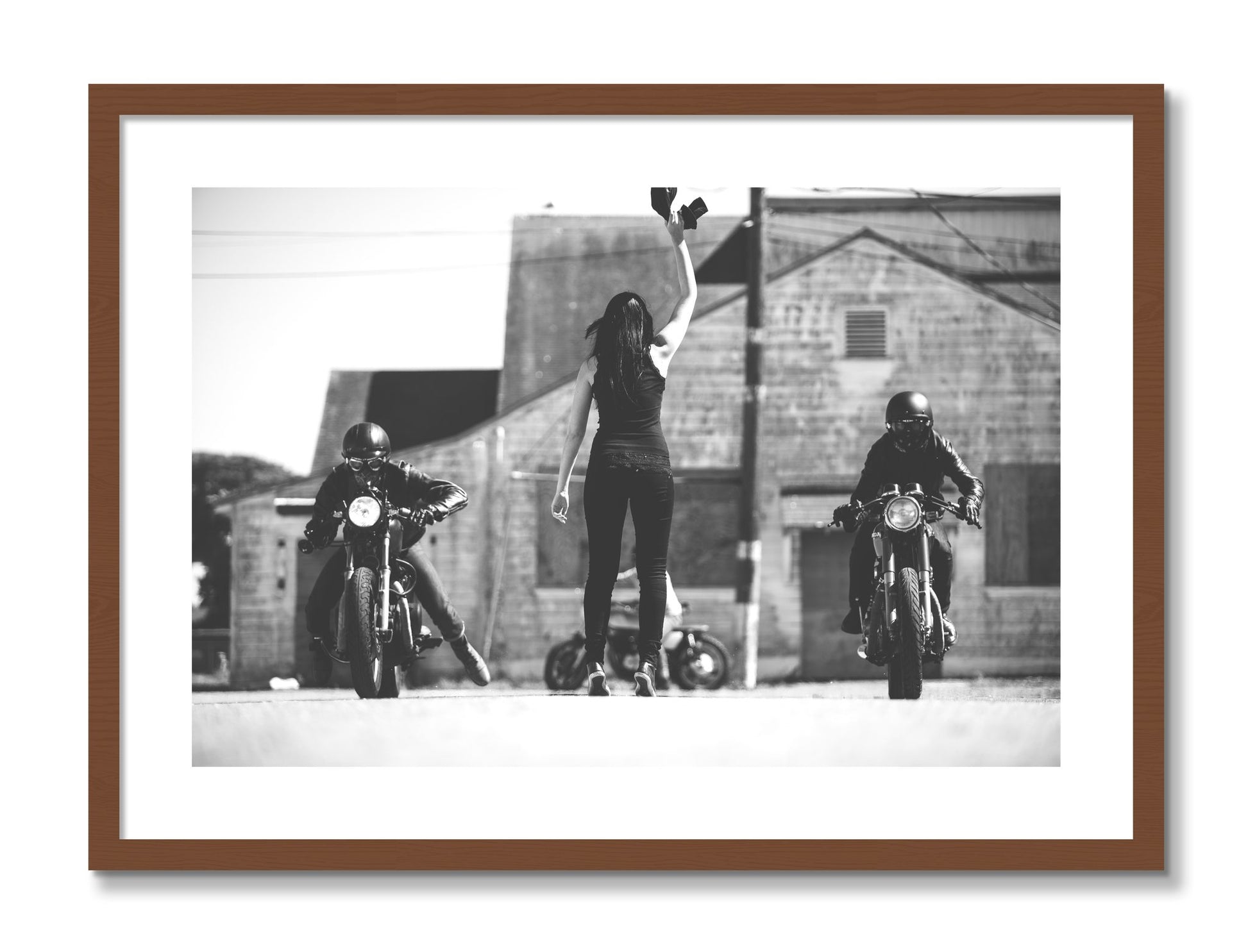 Framed photograph of Ready Set by Dylan Ozanich, Walnut frame, Borders