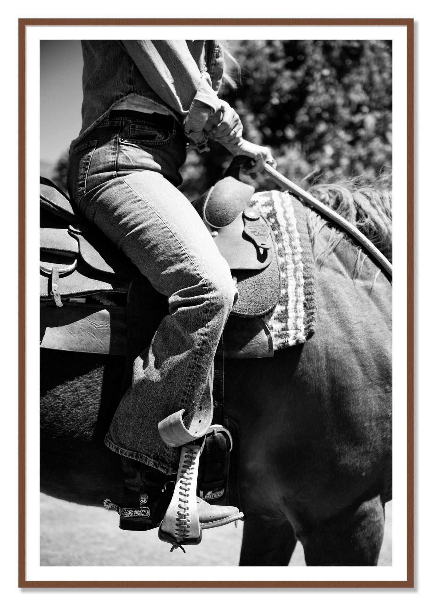 Ready To Ride by Dylan Ozanich, 48×72 print with a White Border in a Walnut frame
