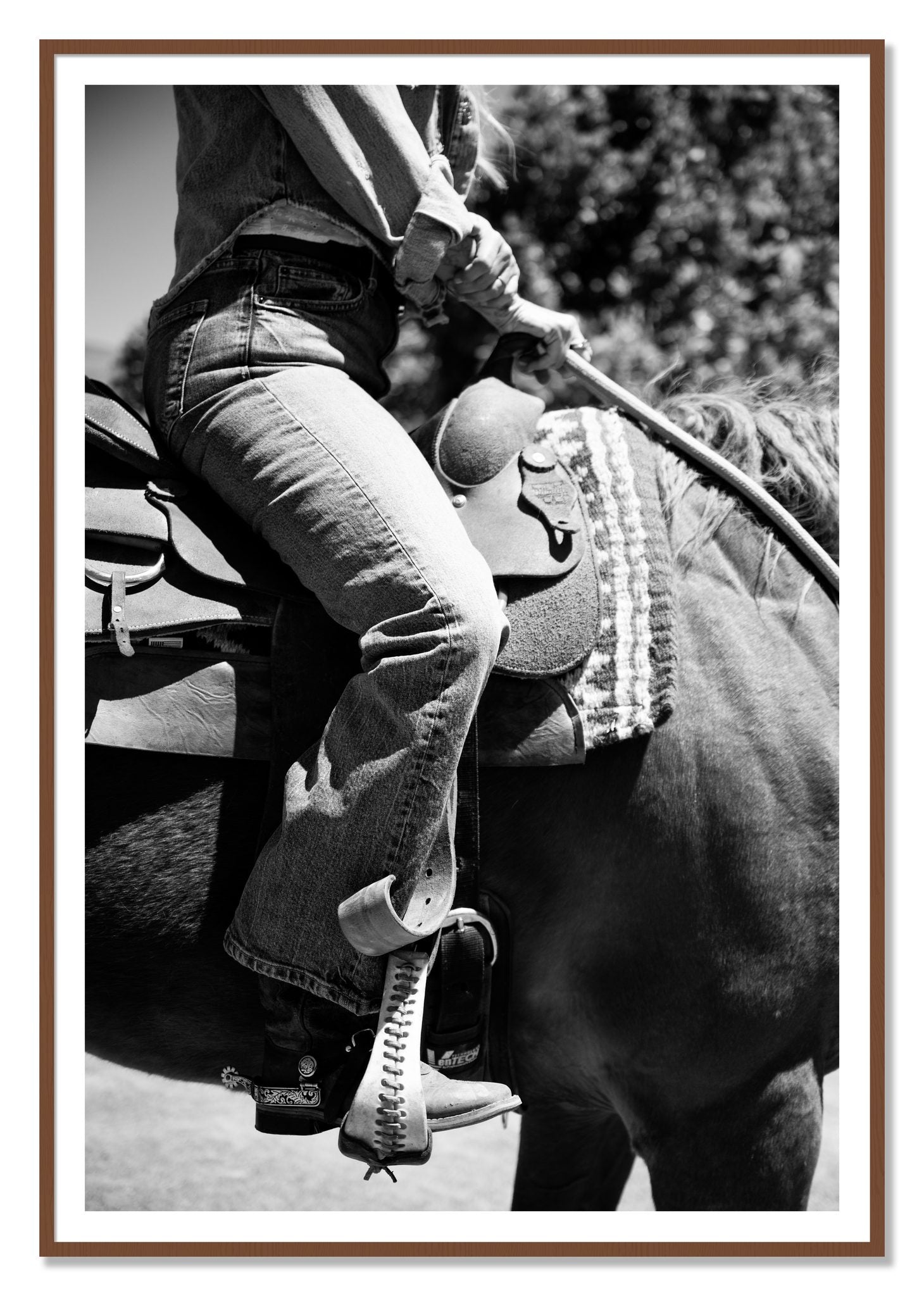 Ready To Ride by Dylan Ozanich, 48×72 print with a White Border in a Walnut frame