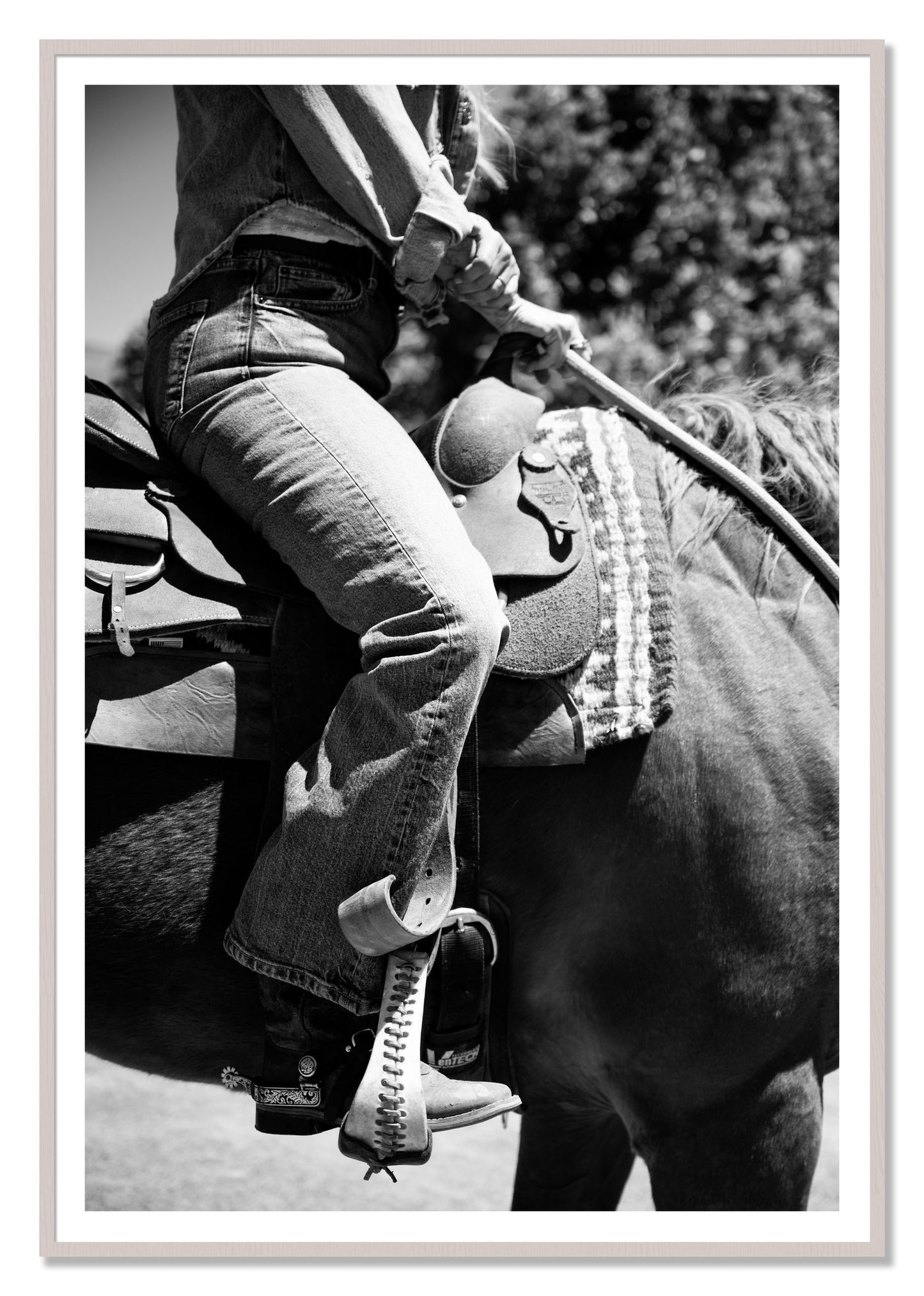 Ready To Ride by Dylan Ozanich, 48×72 print with a White Border in a White Maple frame