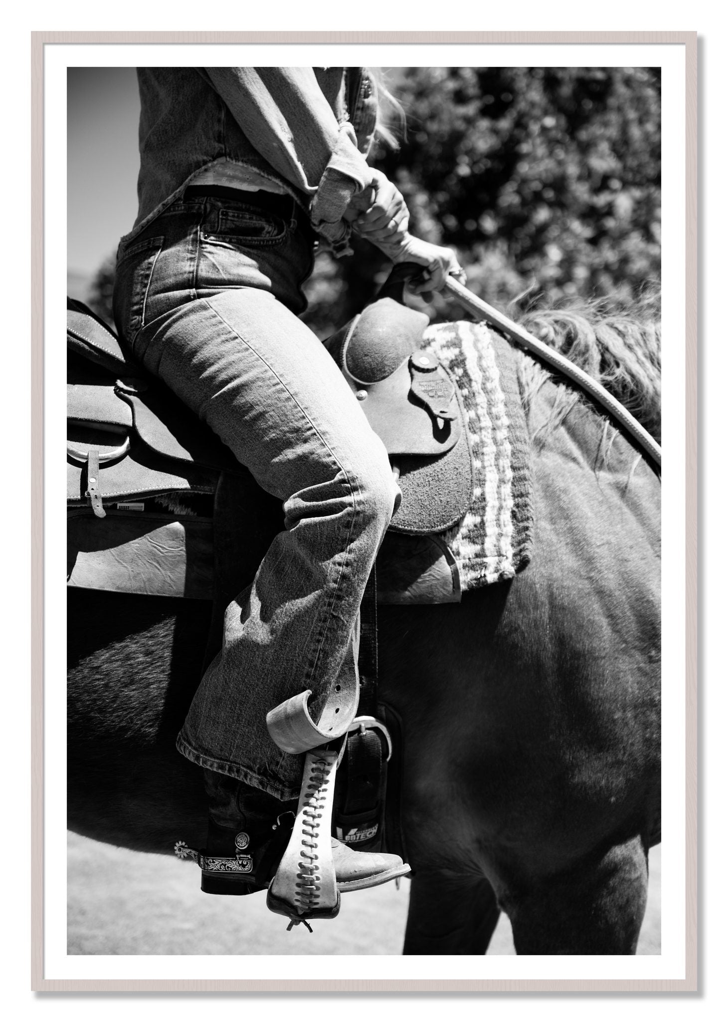 Ready To Ride by Dylan Ozanich, 48×72 print with a White Border in a White Maple frame
